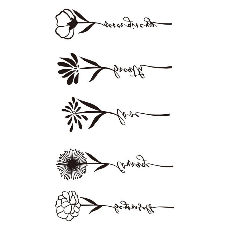 Miniature : 1pcs Temporary Tattoo Stickers Men Women Flower Rose Moon Butterfly Water