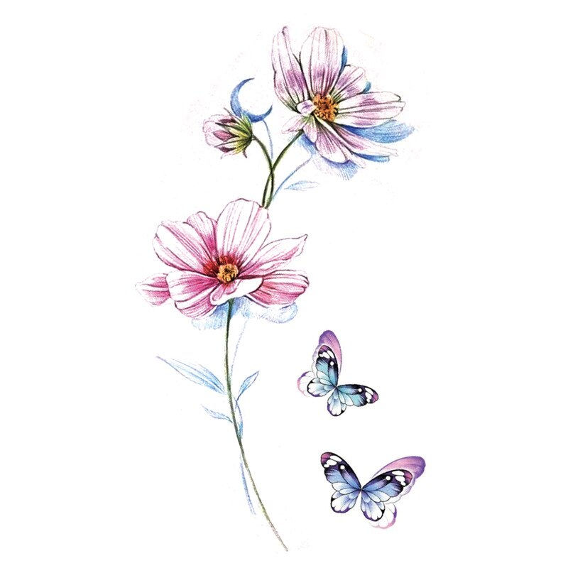 Miniature : 1pcs Temporary Tattoo Stickers Men Women Flower Rose Moon Butterfly Water