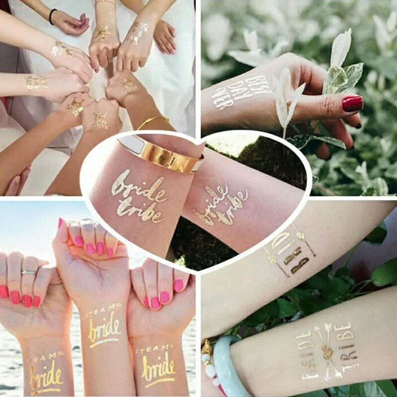 Miniature : 10pc Bridal Team Bridesmaid Team Temporary Tattoo Bachelor Bride Party Sticker