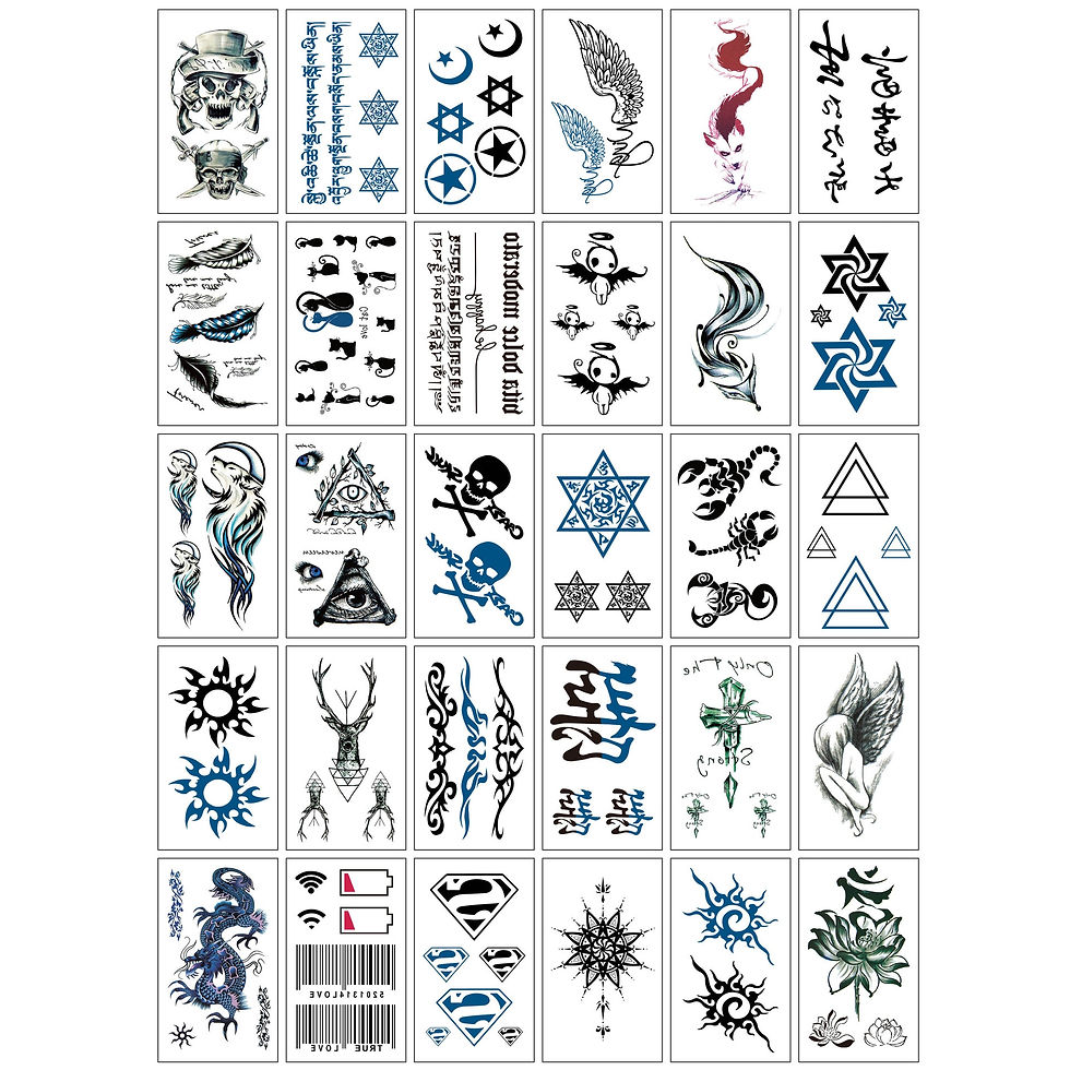 Miniature : Women Men Kids Waterproof Black Stickers Flowers Letters Tattoo Child