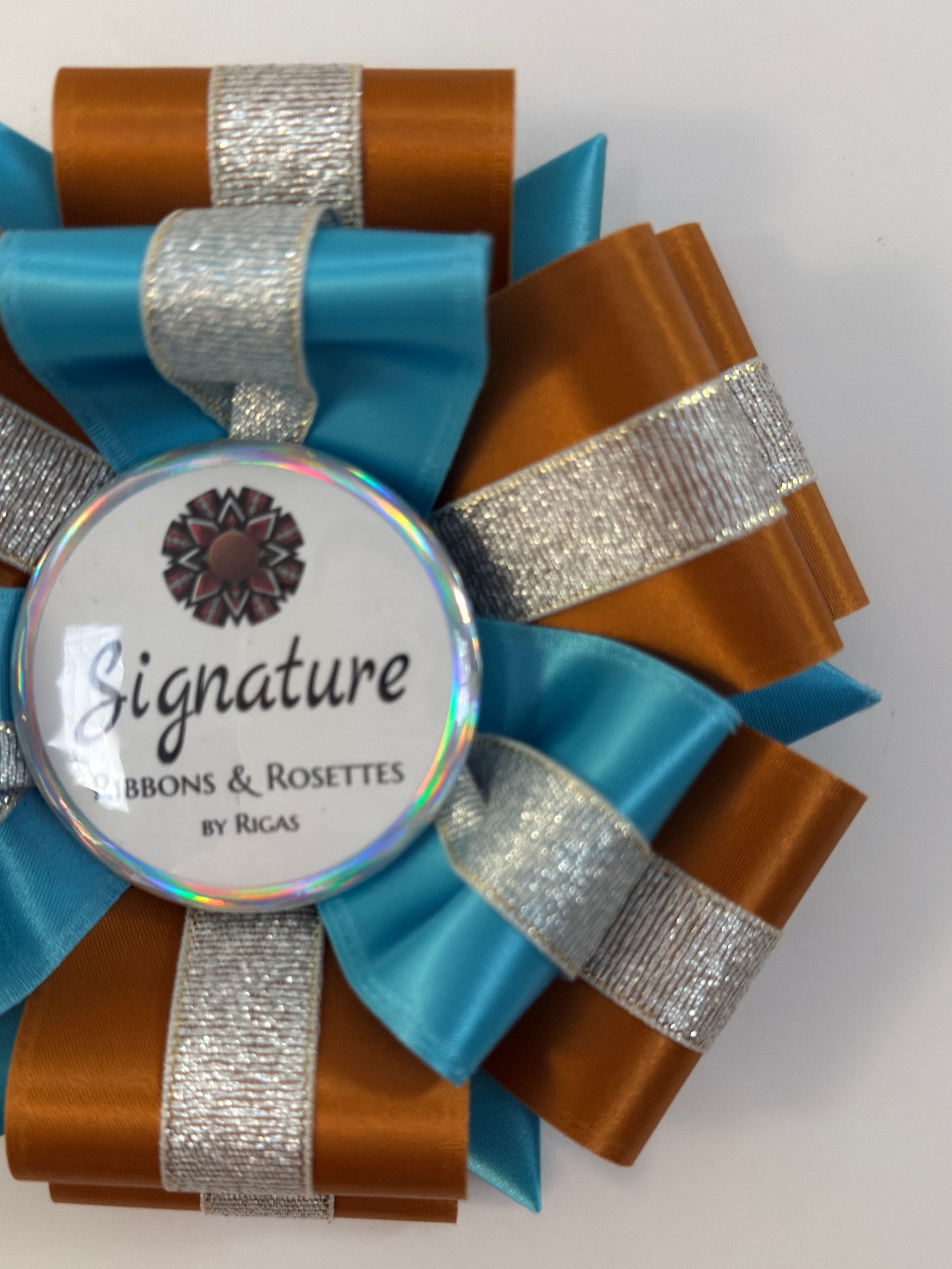 Signature Sample - June in Turquoise and Bronze with Silver - 5.5" Rosette