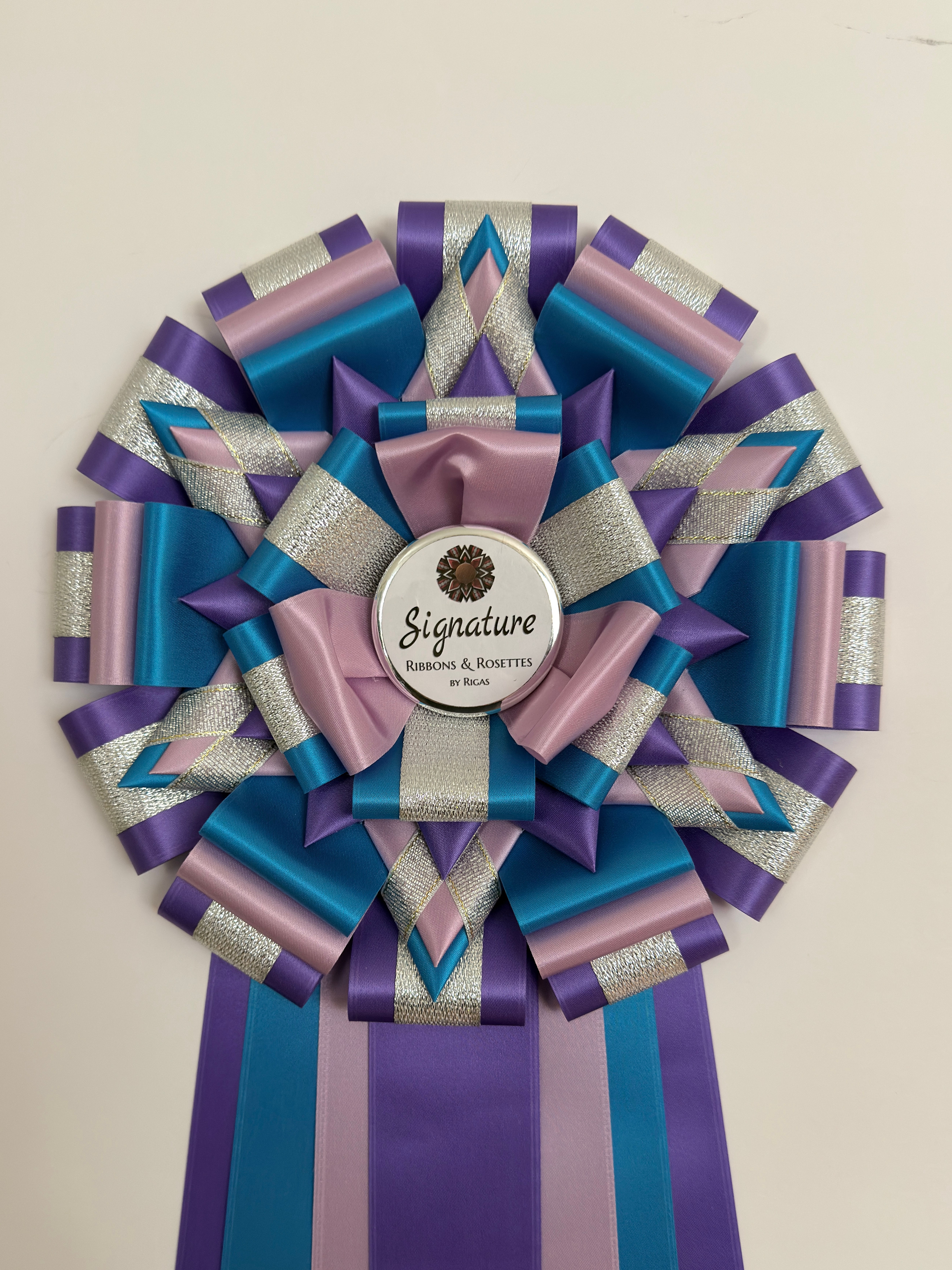 Signature Sample - in Purple, Lavender and Island Blue - 10" Rosette