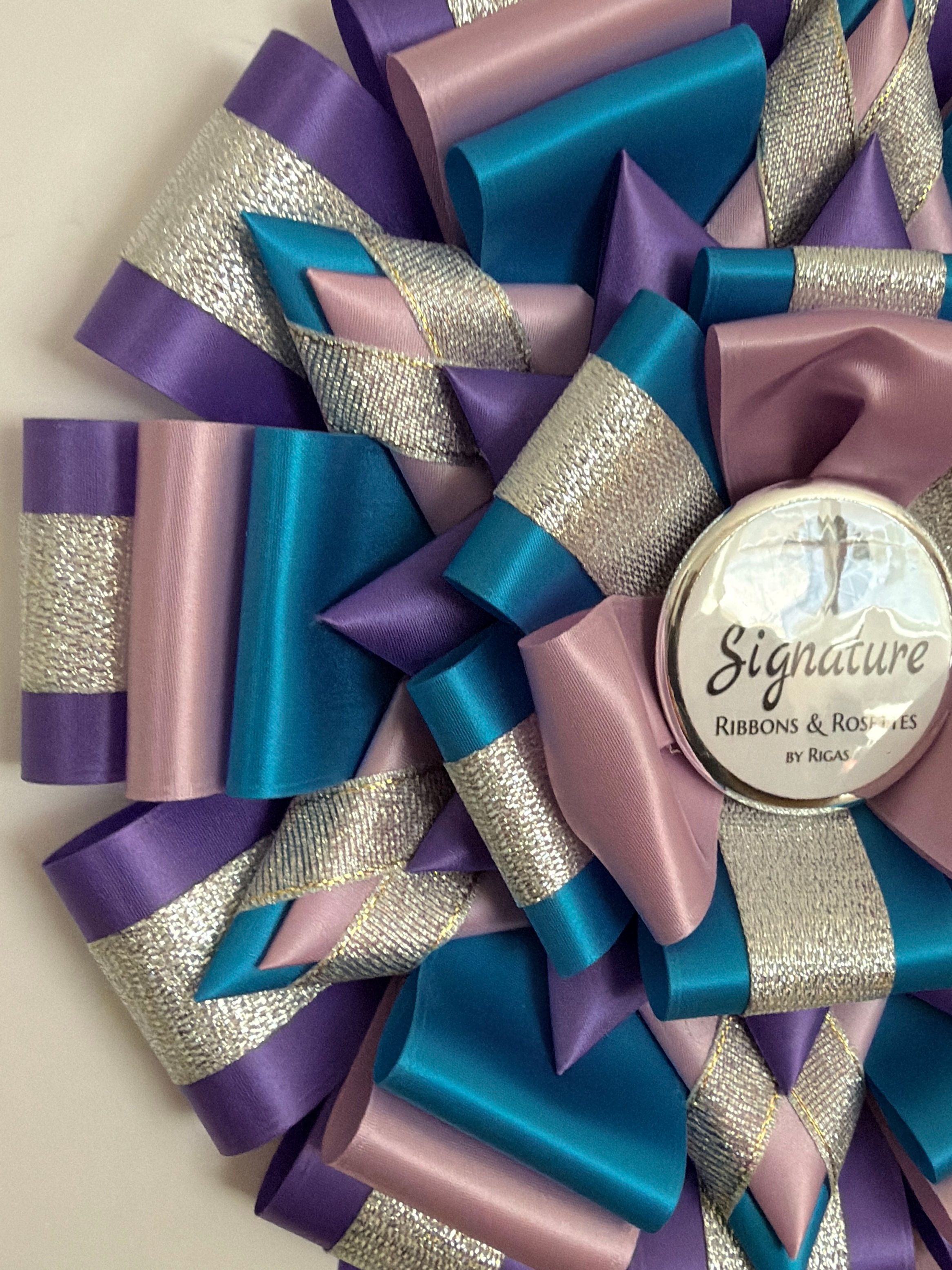 Signature Sample - in Purple, Lavender and Island Blue - 10" Rosette