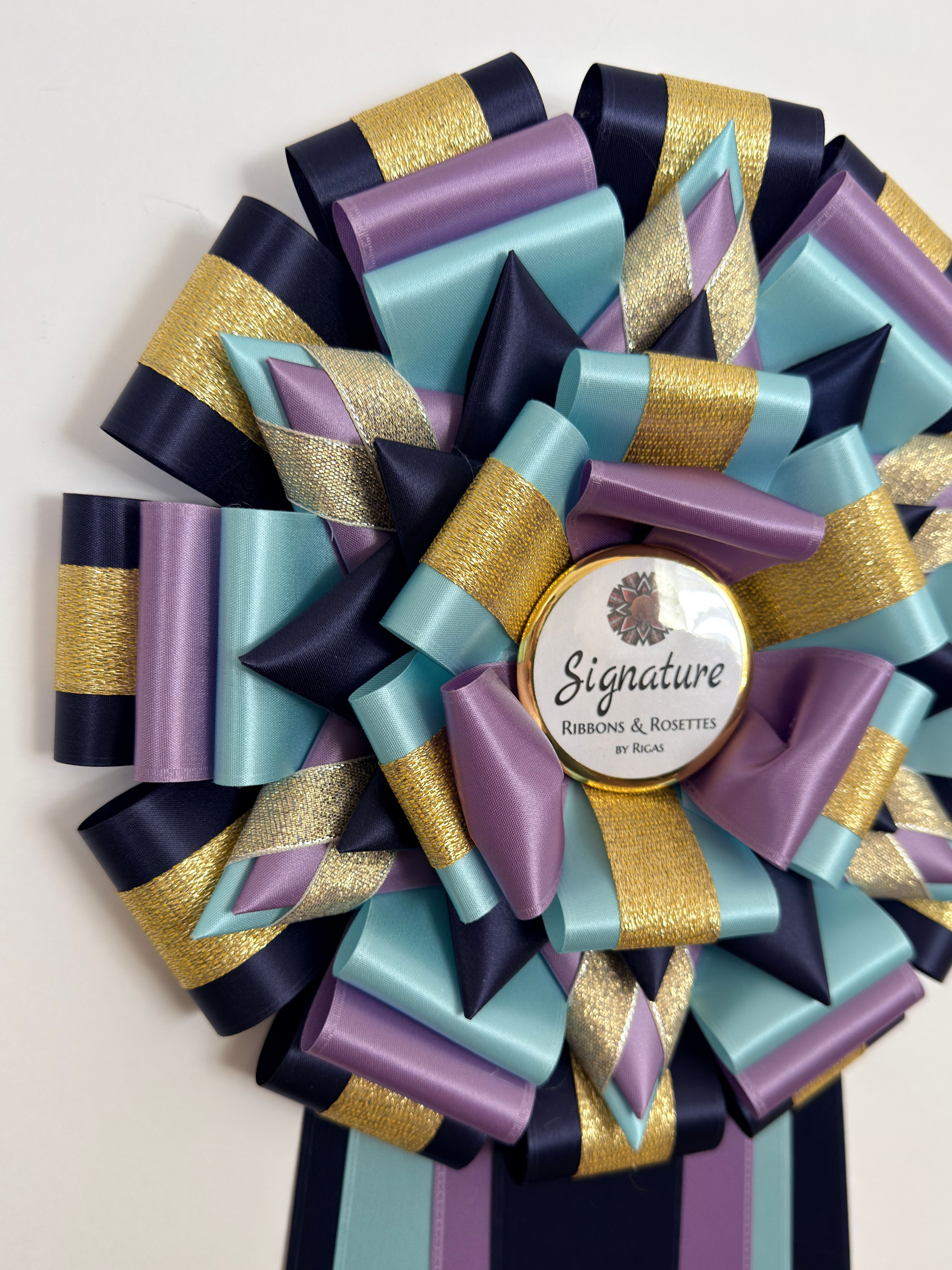Signature Sample - in Navy, Lilac and Light Blue - 10" Rosette