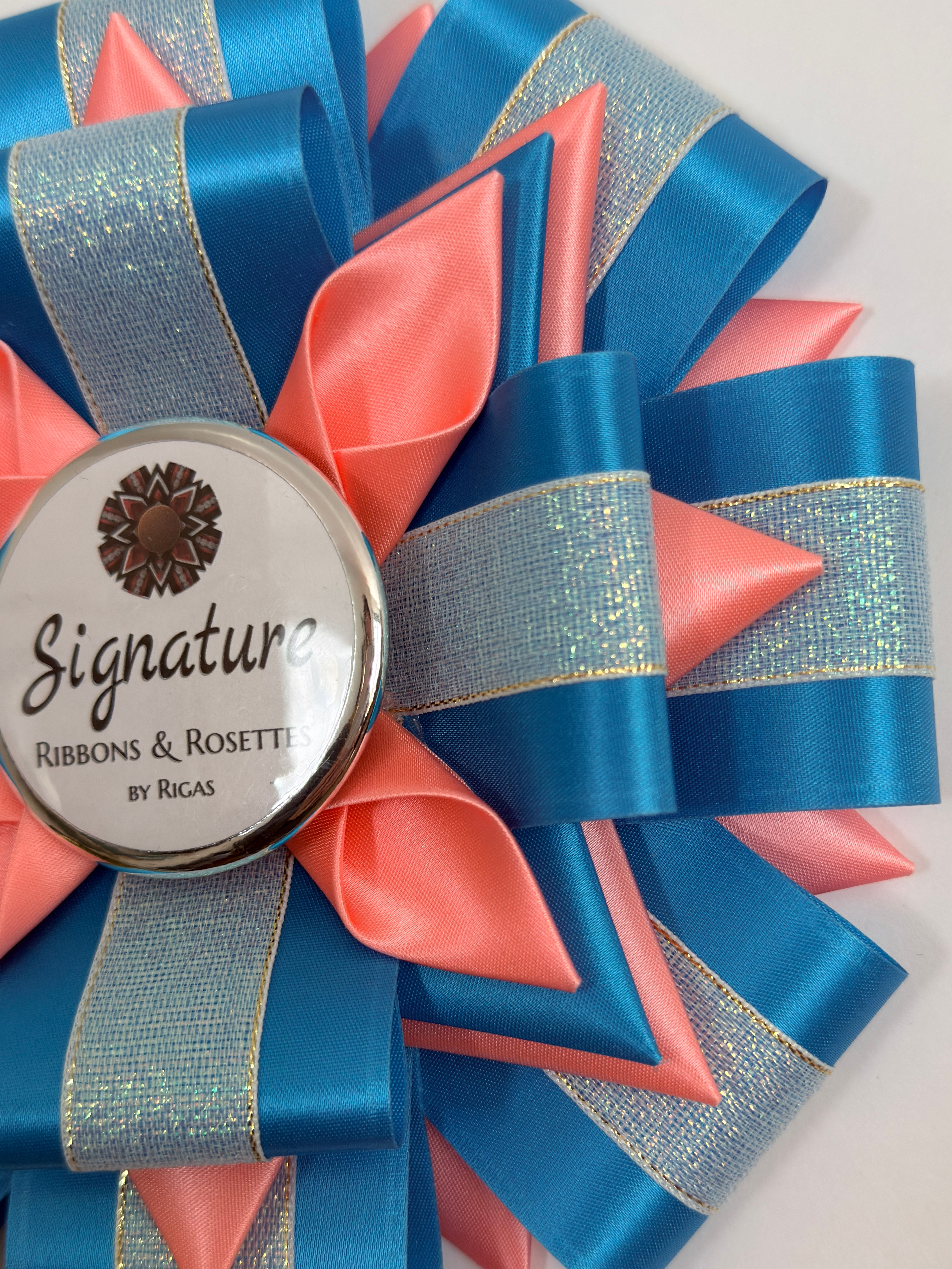 Signature Sample - Opal in Pink and Island Blue - 7.5" Rosette