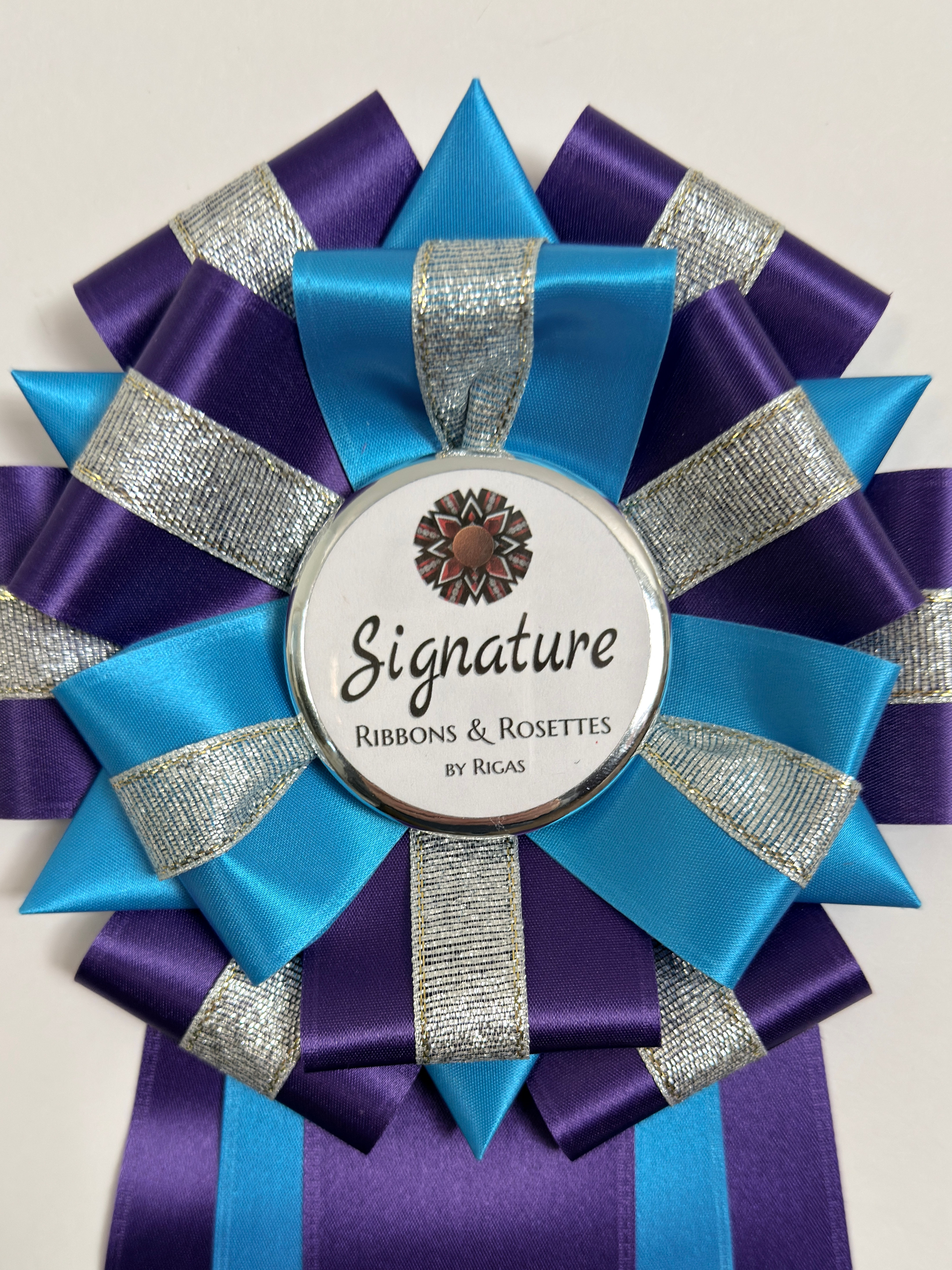 June with Silver Ribbon - 5.5" Rosette - Your Choice of Colors