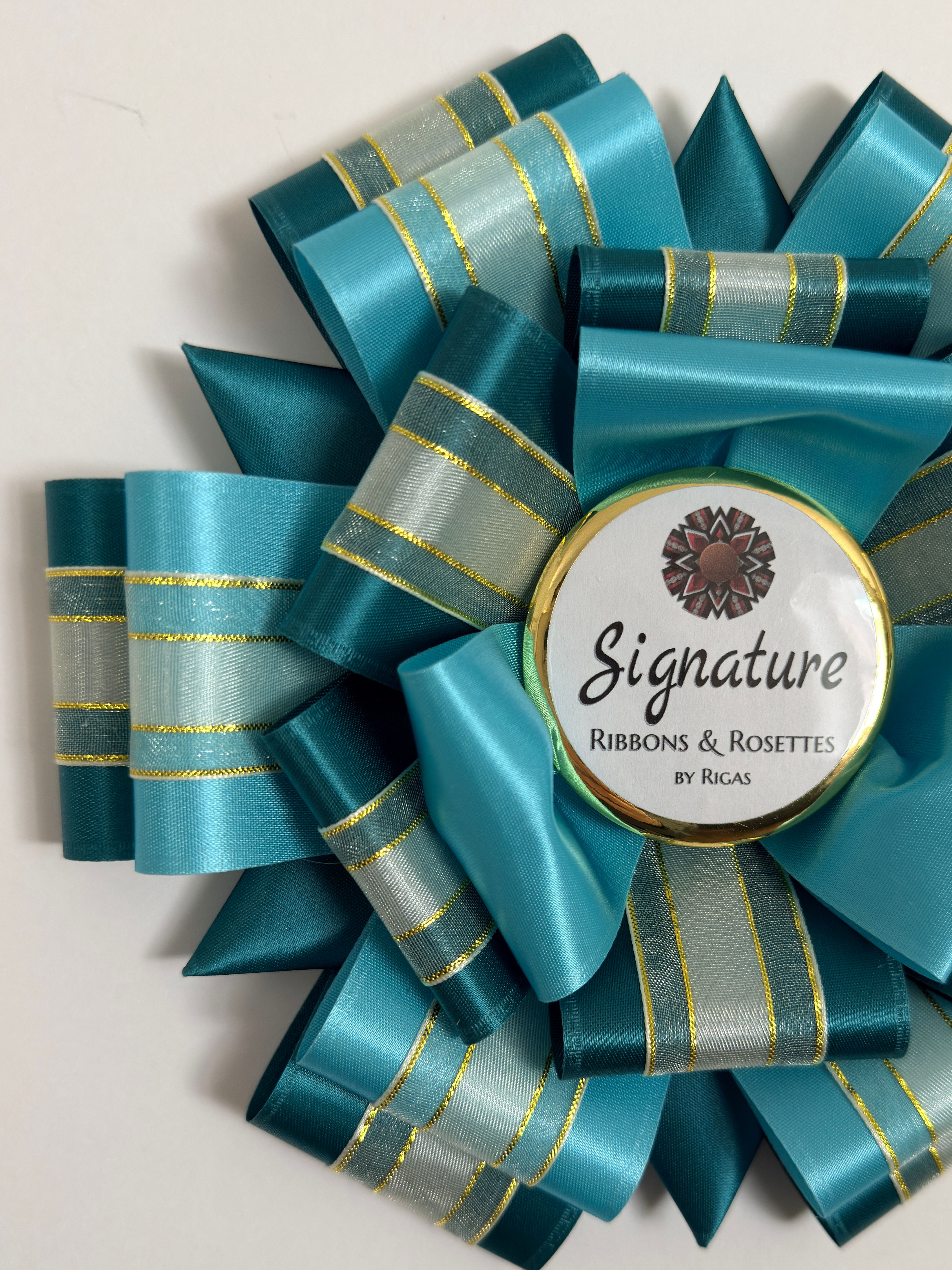 Signature Sample - Joy in Turquoise and Teal - 7.5" Rosette