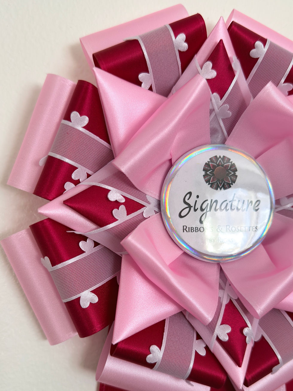Thumbnail: Signature Sample - Amore in Ruby Red and Candy Pink - 8" Rosette