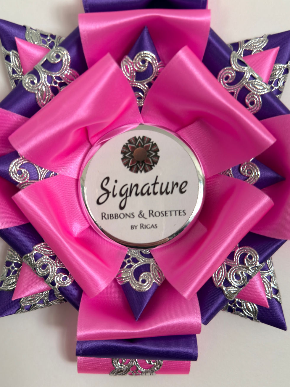 Thumbnail: Signature Sample - Silver Deco in Light Purple and American Beauty - 7" Rosette