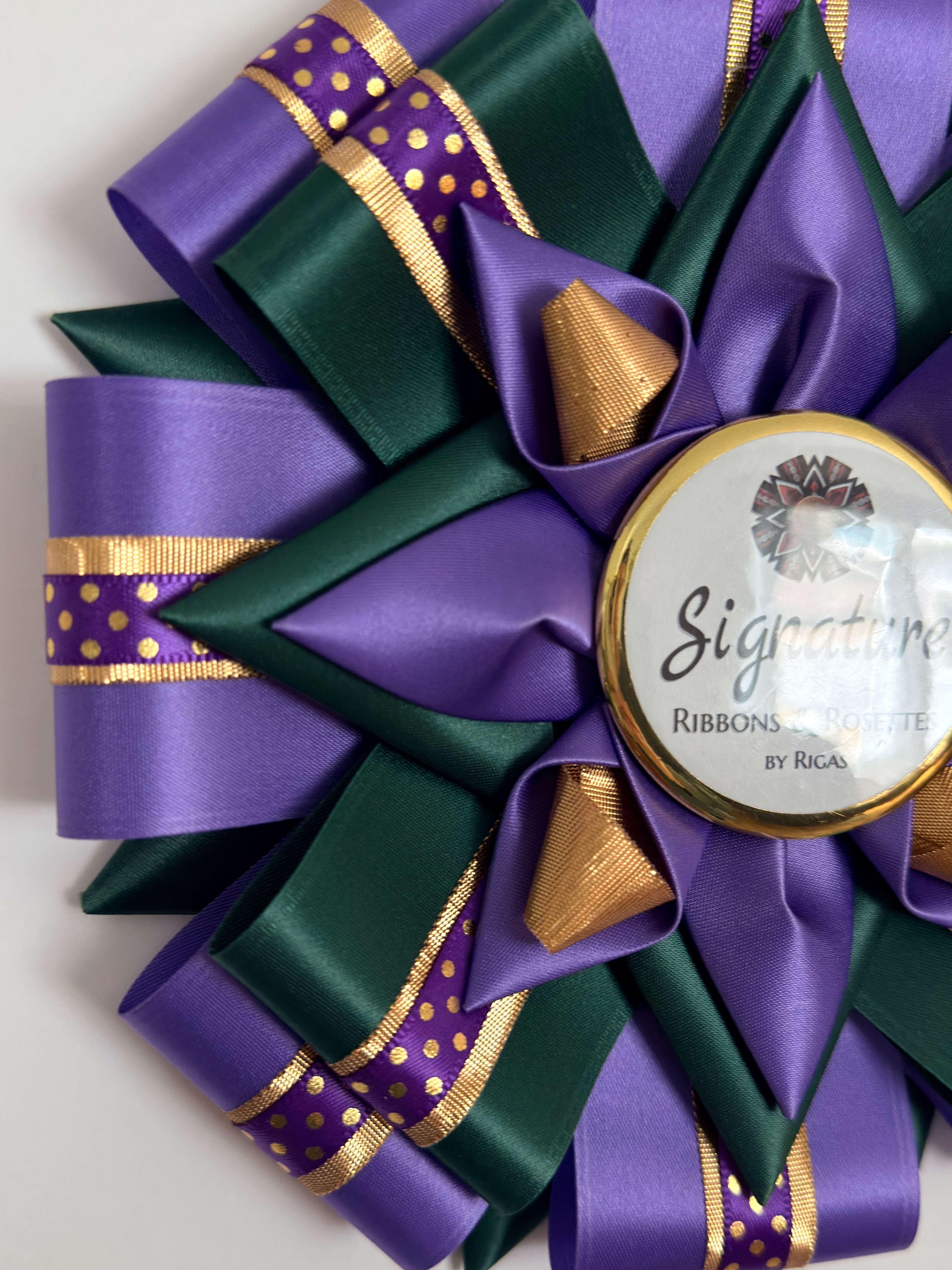 Signature Sample - Luxe in Hunter and Purple  - 7.5" Rosette
