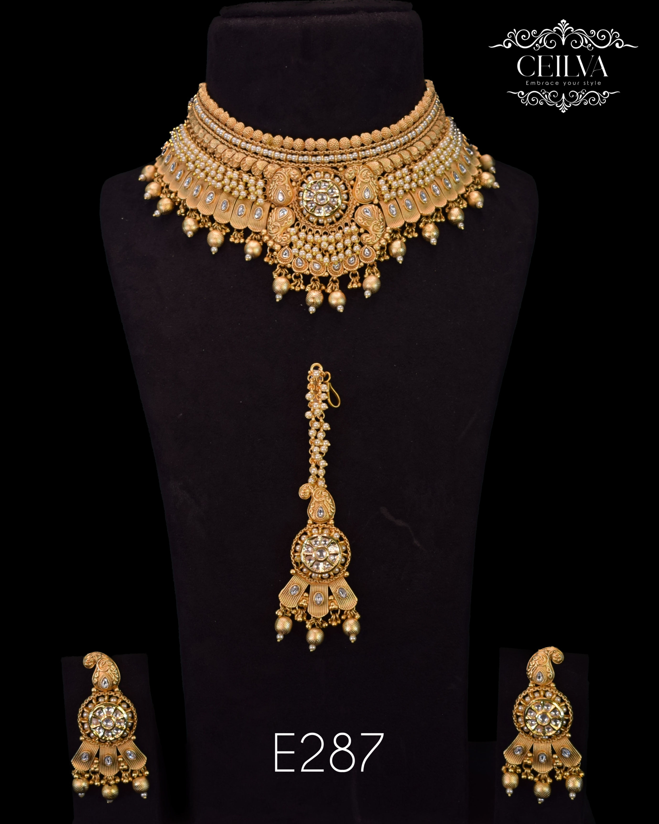 Alloy Gold Plated Jewel Set -E287
