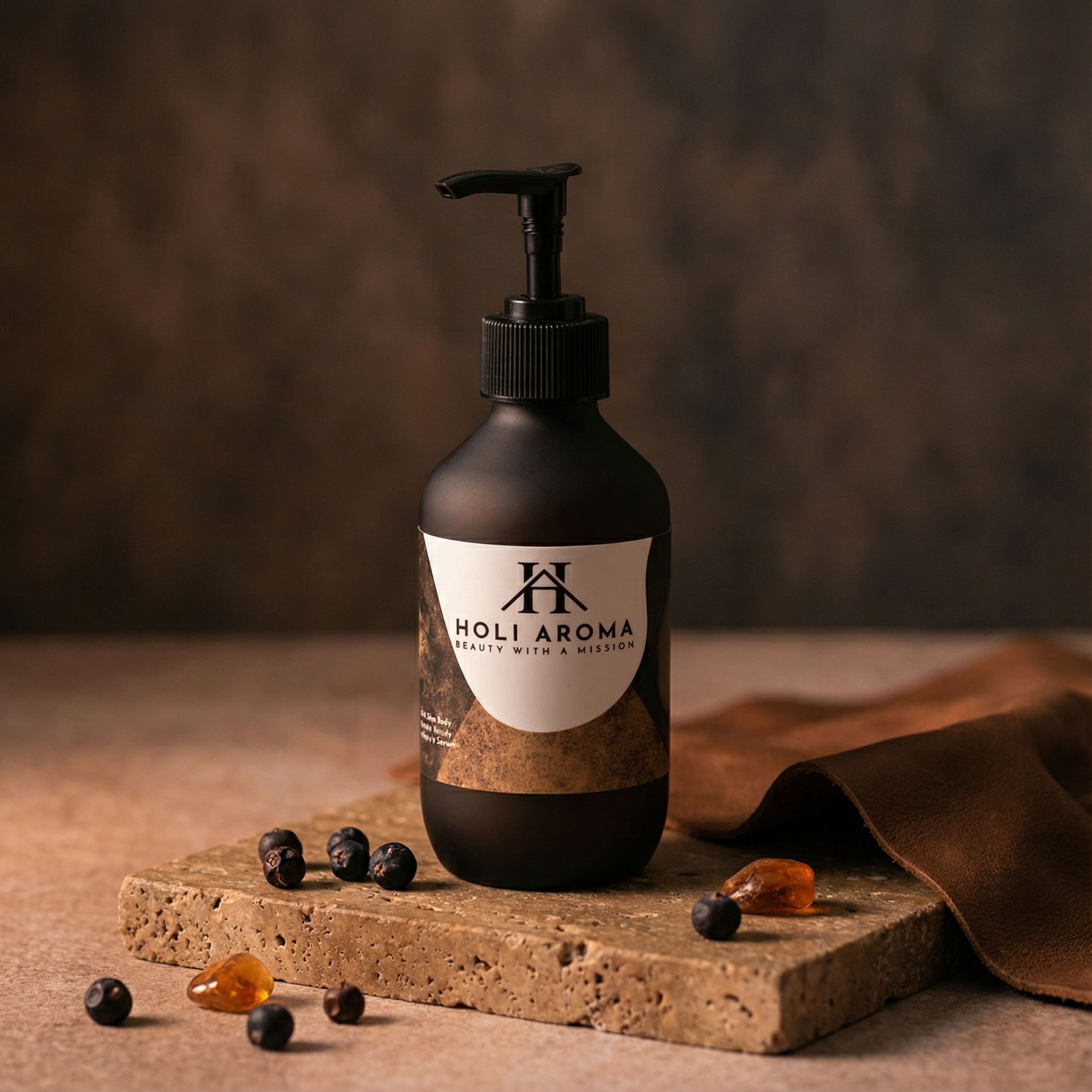 Holiaroma Silk Skin Body Serum – Woody Amber & Leather (270 ml)