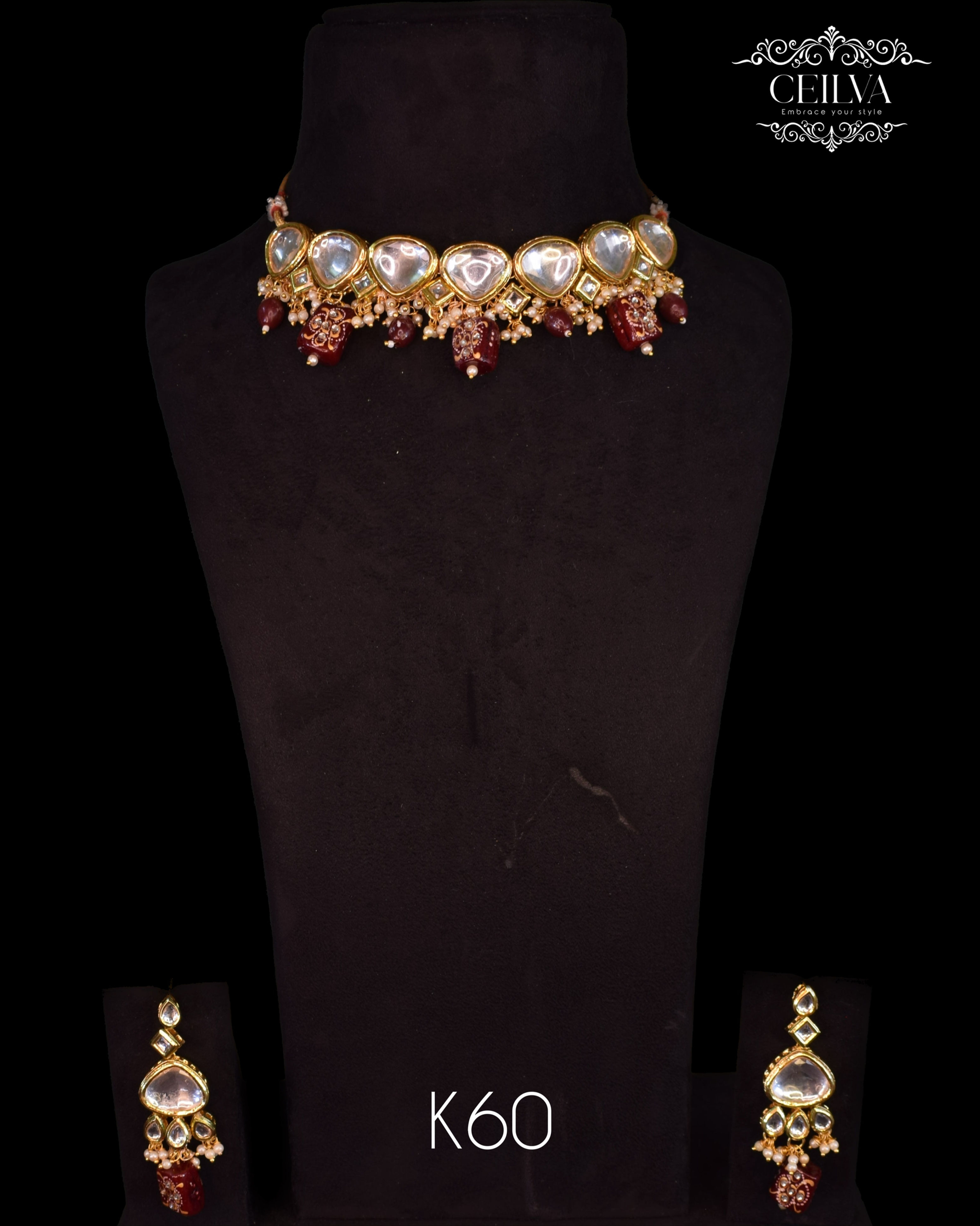 Kundan Jewel Set (Red) - K60
