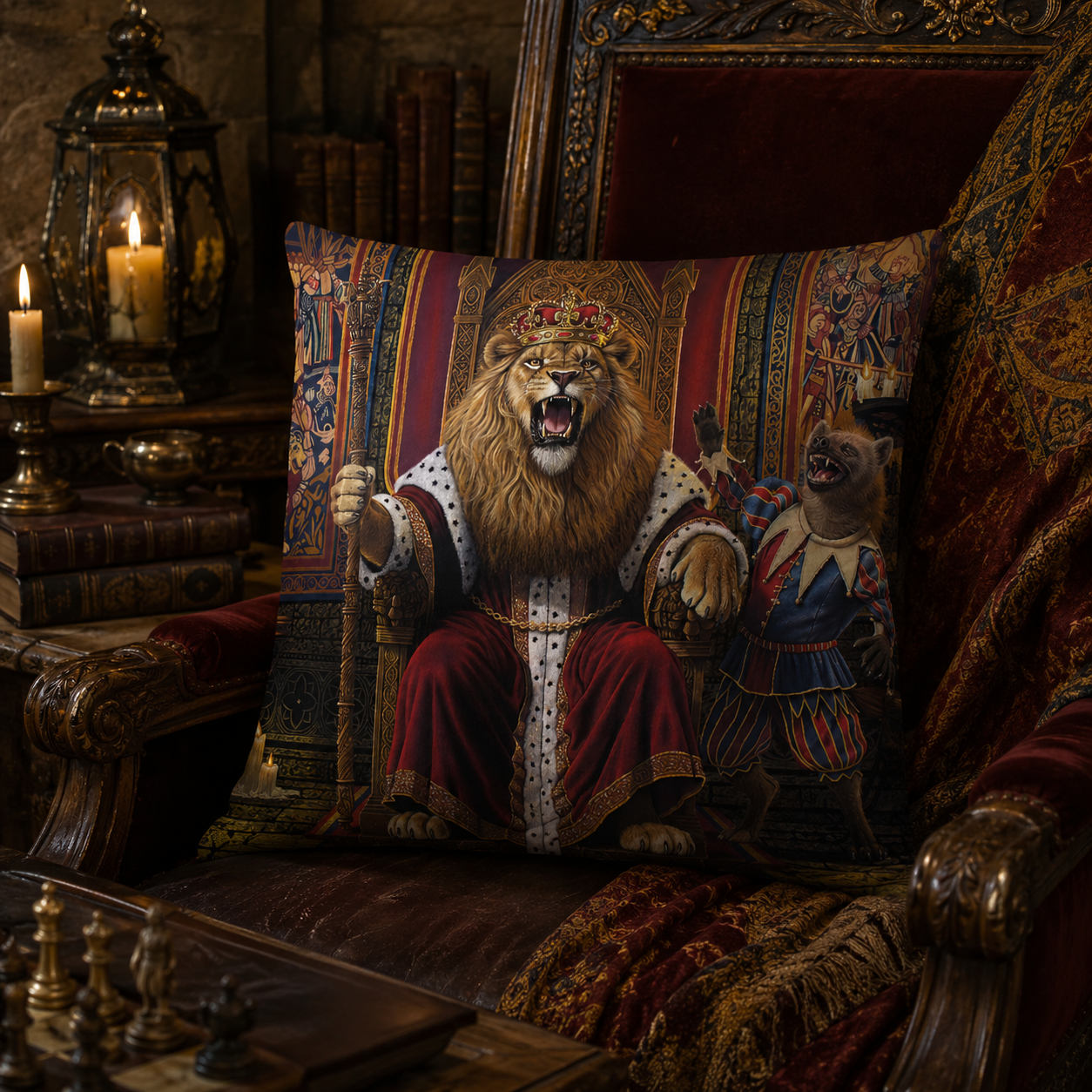 Majesty & Mockery Throw Pillow