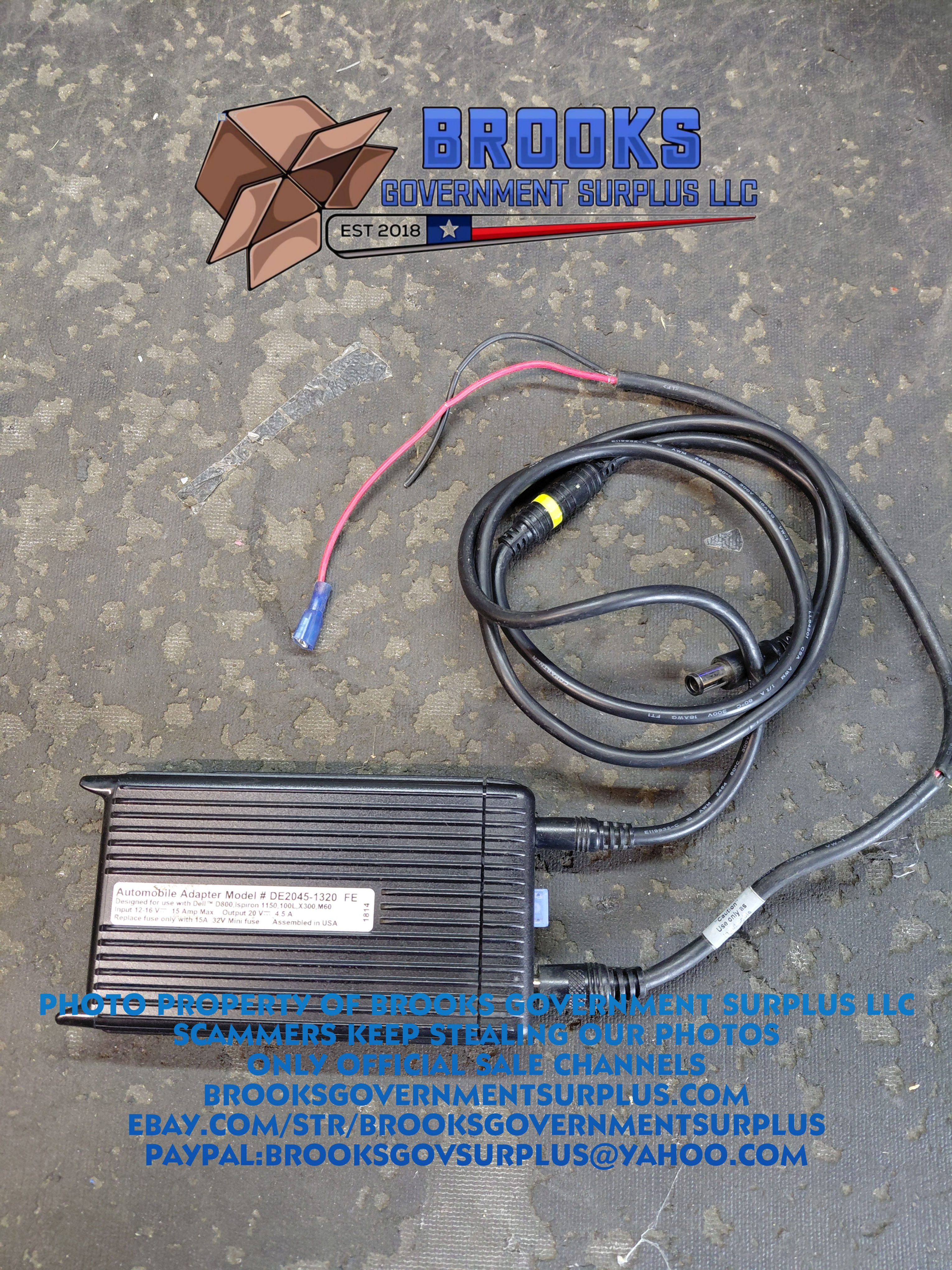 Lind DE2045-1320 automotive power adapter D800 Inspiron USED with cables