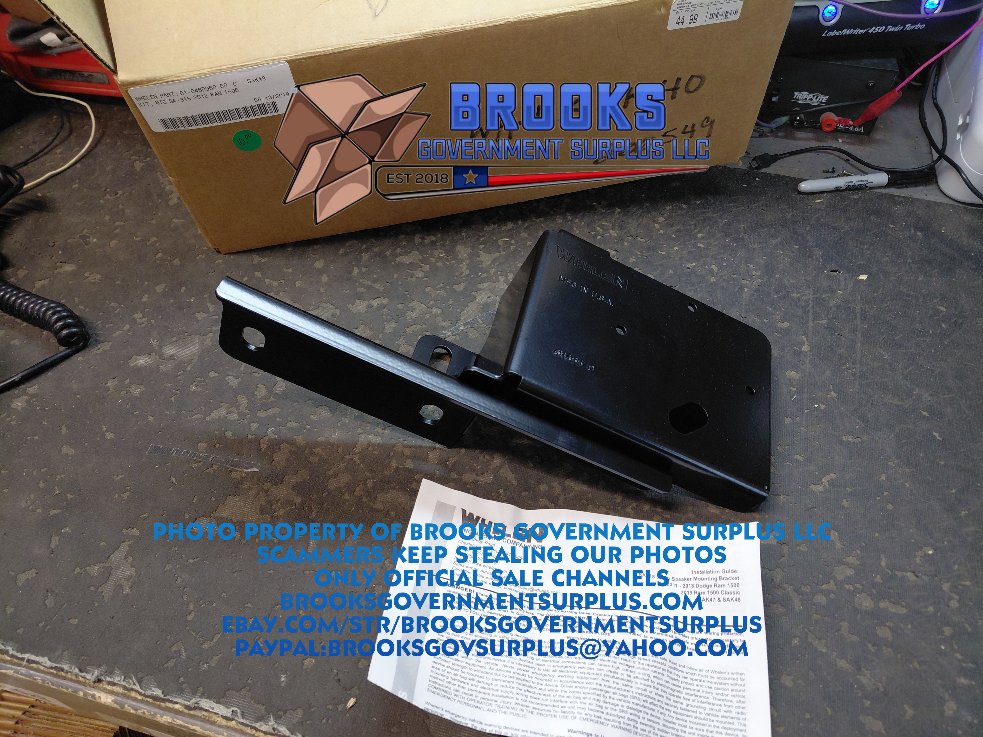 Whelen SAK48 Ram 1500 pickup SA315 speaker bracket NEW