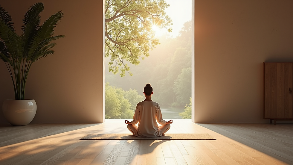 High angle view of a serene meditation space