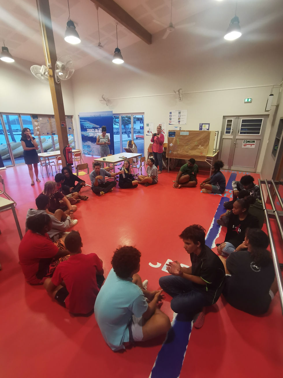 Students discuss ocean conservation during a Master Ocean Youth 30x30 workshop. © Pew Bertarelli Ocean Legacy