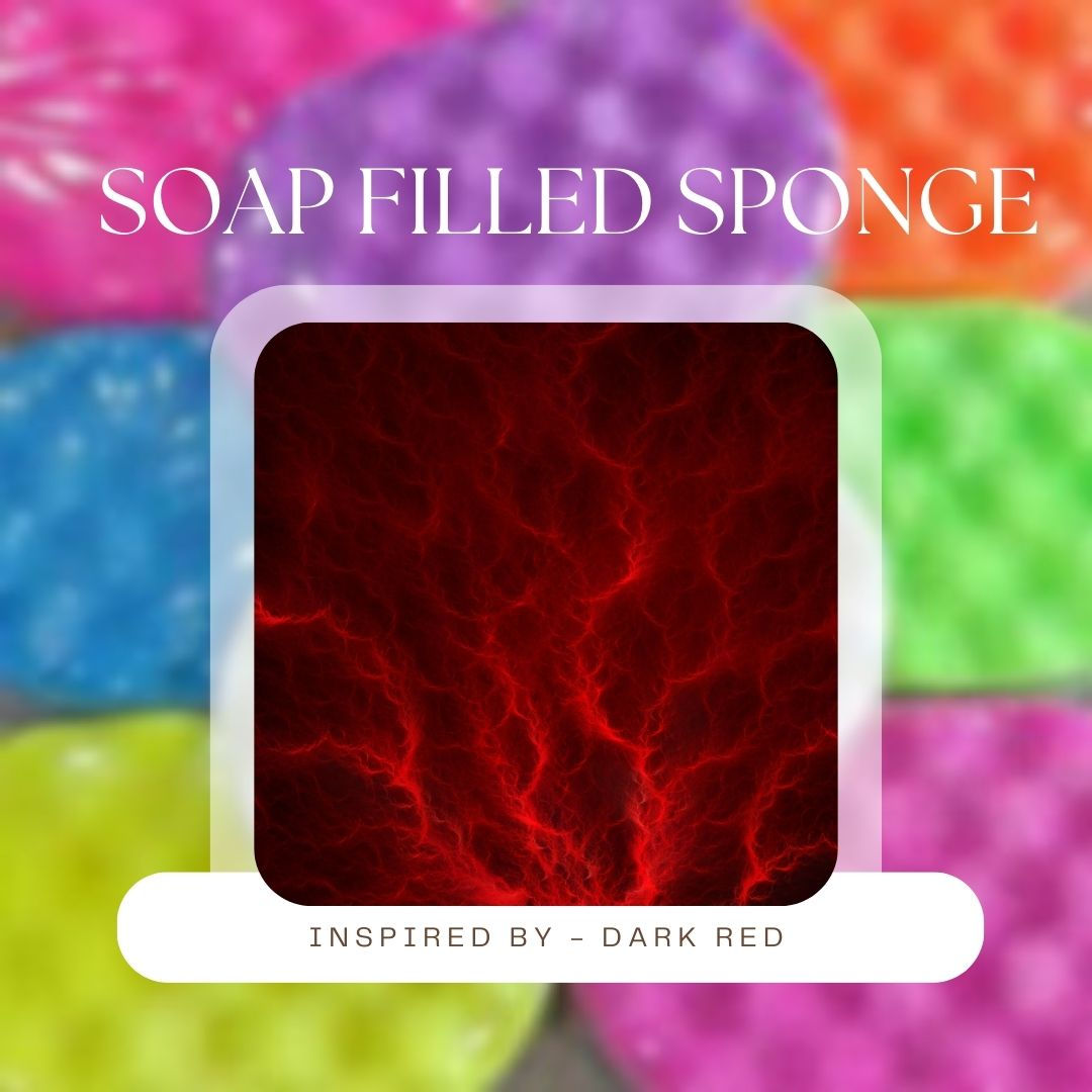 Dark red soap filled sponge