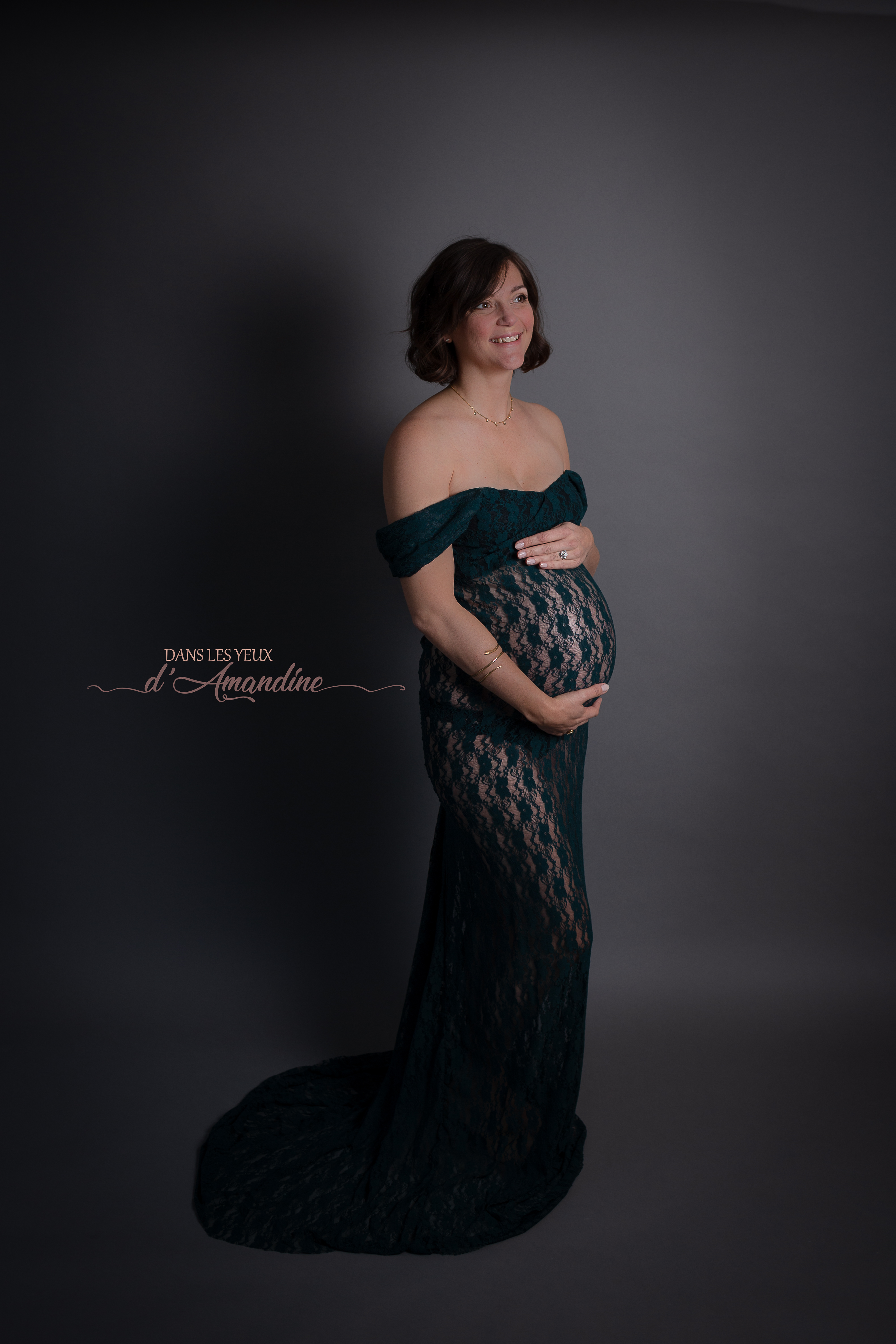 Robe dentelle verte