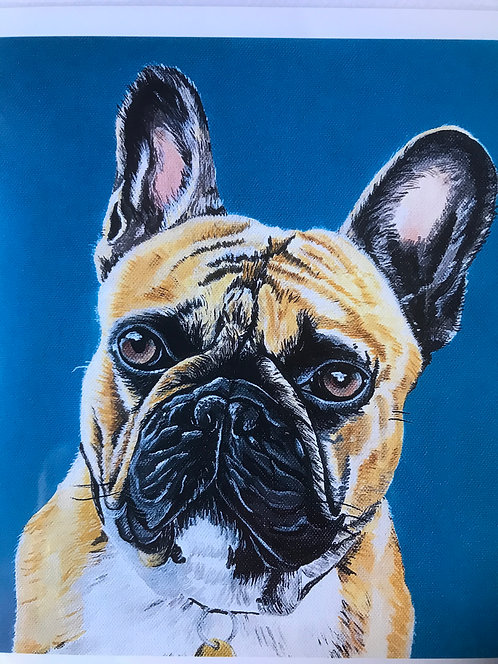 Bulldog Greetings Card by Jayne Crow