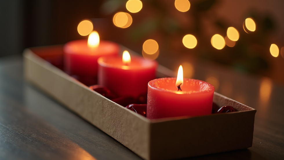 Close-up view of lit candles from the Gift Box Candle Set