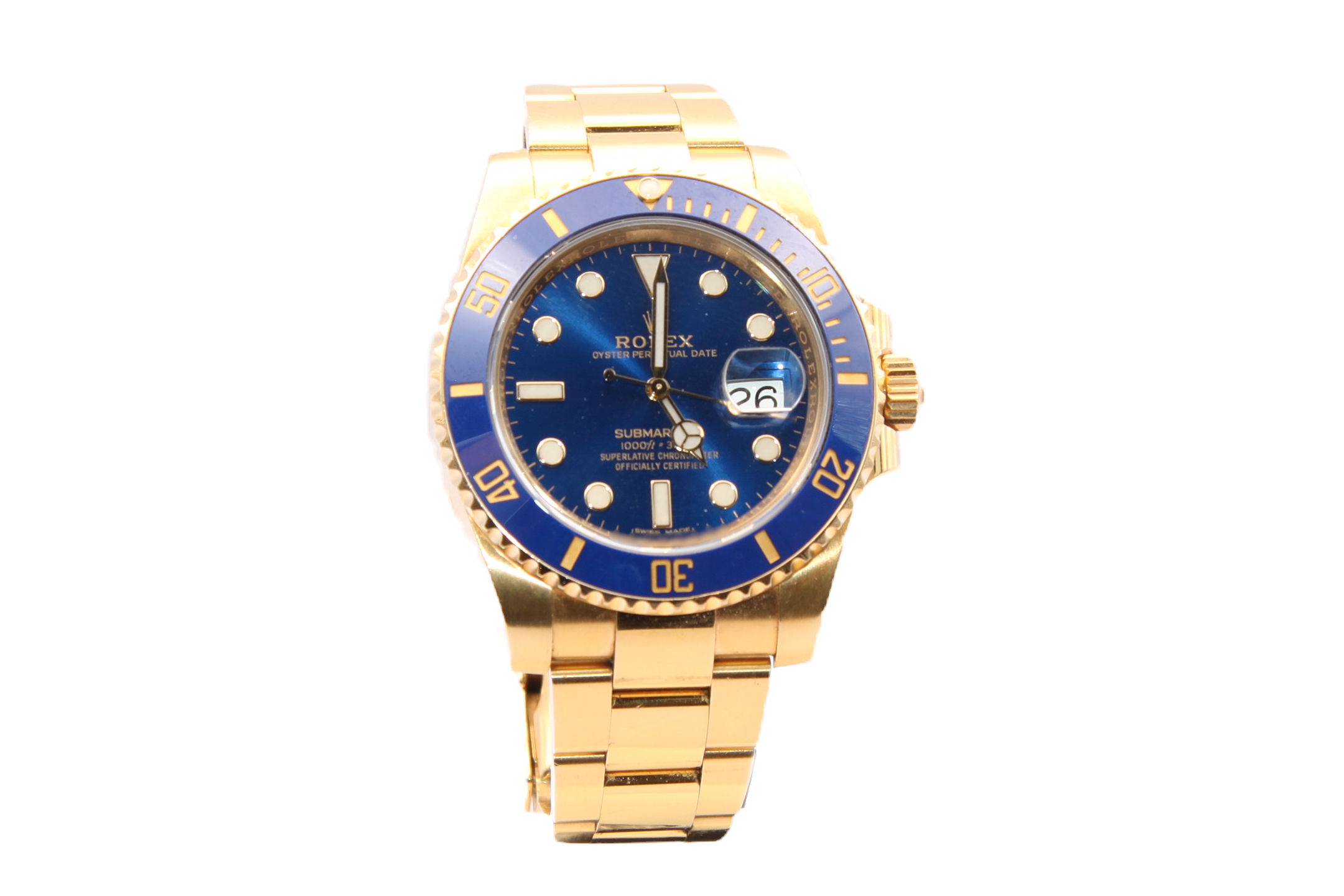 Rolex Submariner Date 40 116618LB Gelb Gold Blau