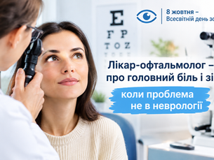 ЛІКАР-ОФТАЛЬМОЛОГ – ПРО ГОЛОВНИЙ БІЛЬ І ЗІР: КОЛИ ПРОБЛЕМА НЕ В НЕВРОЛОГІЇ