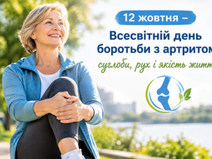 12 ЖОВТНЯ – ВСЕСВІТНІЙ ДЕНЬ БОРОТЬБИ З АРТРИТОМ: СУГЛОБИ, РУХ І ЯКІСТЬ ЖИТТЯ