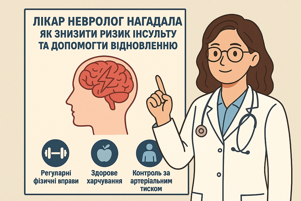 ЛІКАР НЕВРОЛОГ НАГАДАЛА ЯК ЗНИЗИТИ РИЗИК ІНСУЛЬТУ ТА ДОПОМОГТИ ВІДНОВЛЕННЮ