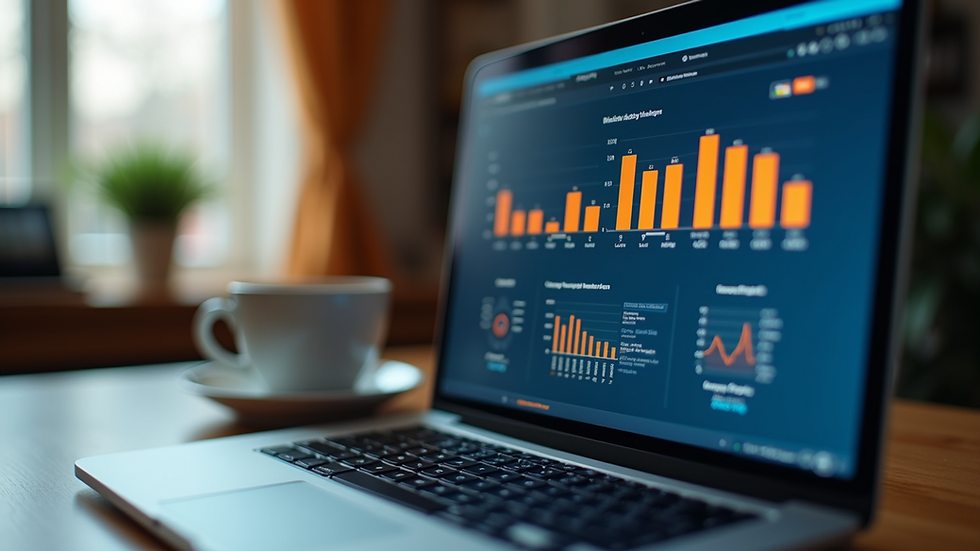 Close-up view of a laptop screen showing a digital marketing dashboard