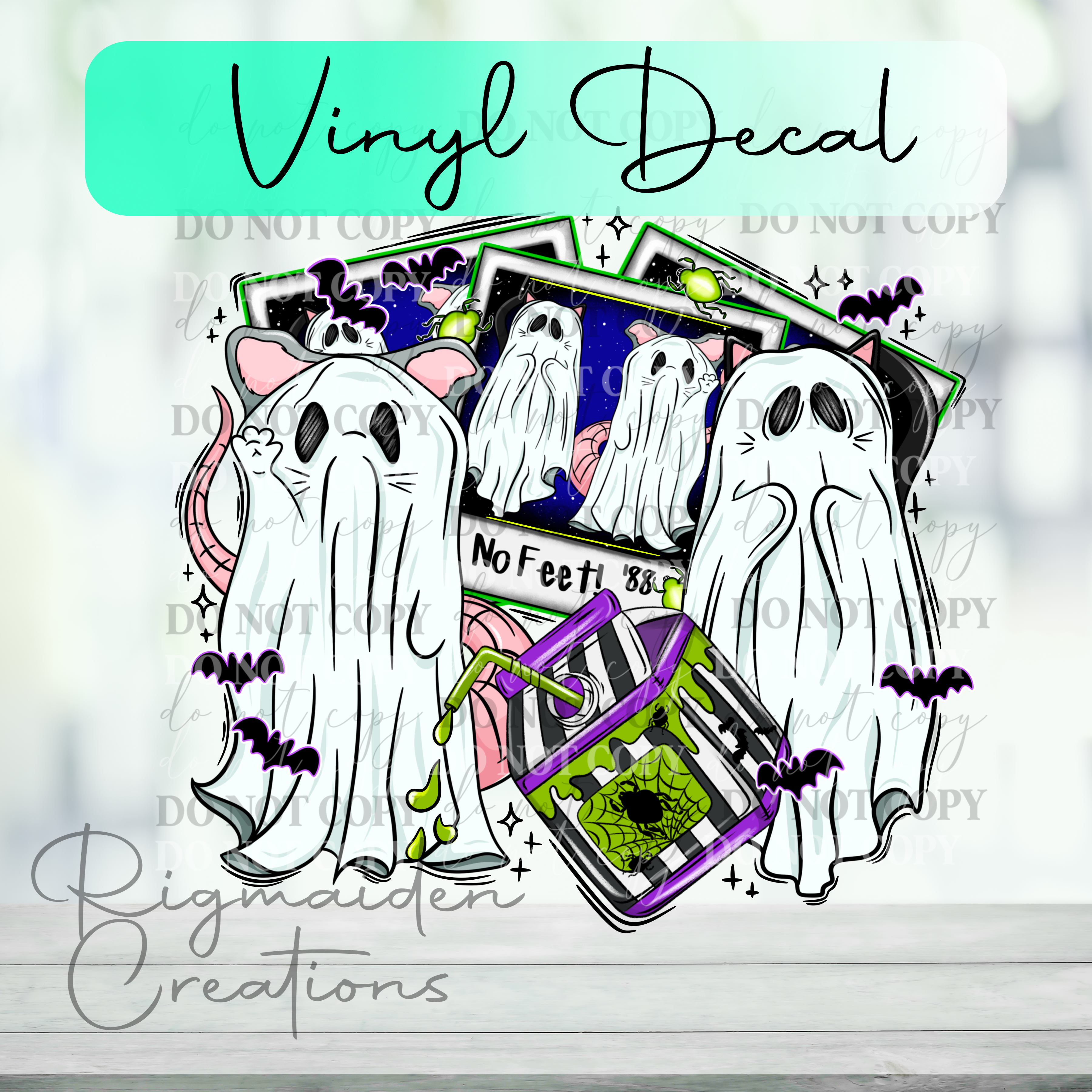 No Feet Racoon Beetlejuice Clear Vinyl Decal