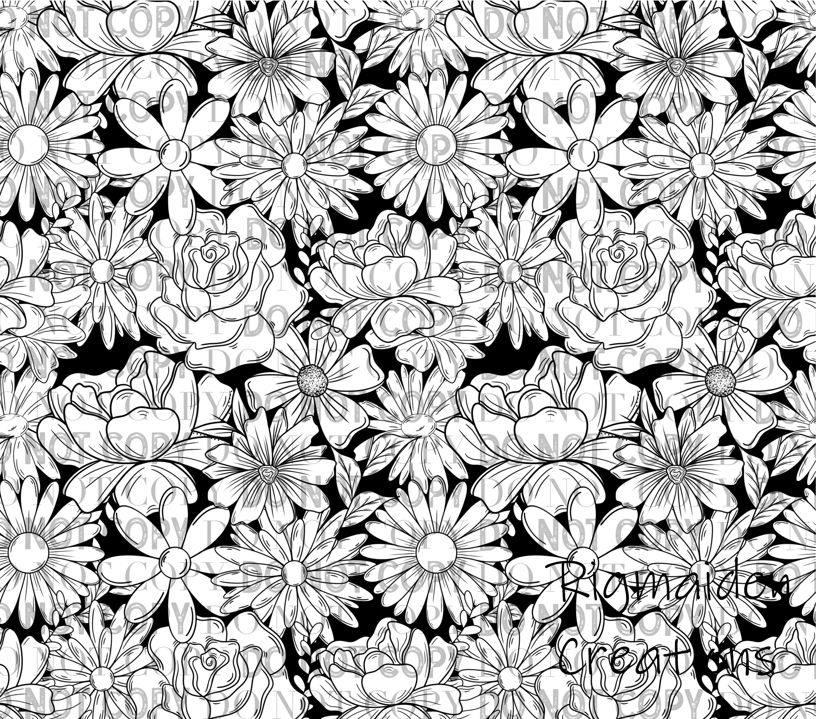 Black and White Floral 20oz Tumbler Wrap