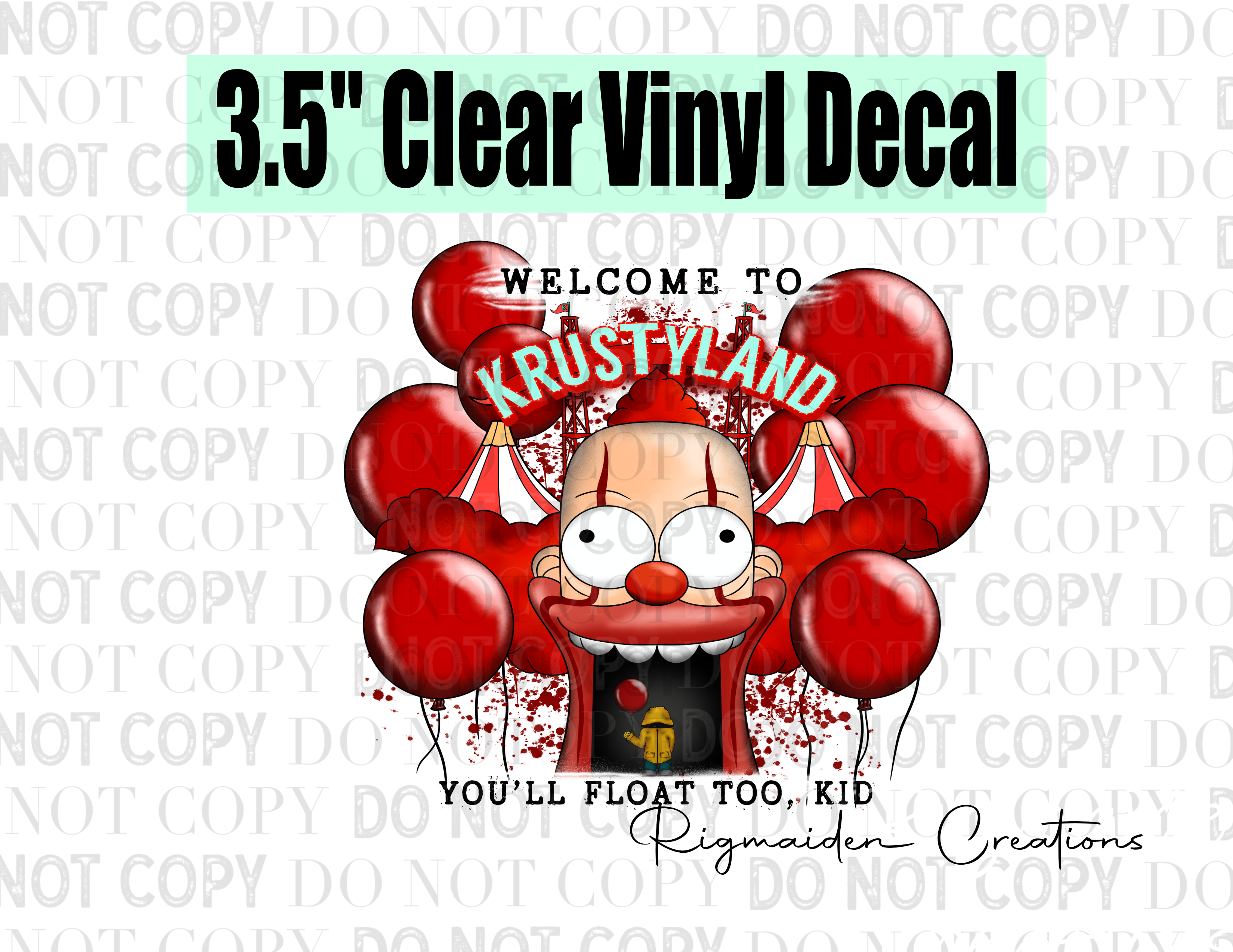 Krustyland Horror 3.5" Clear Vinyl Decal