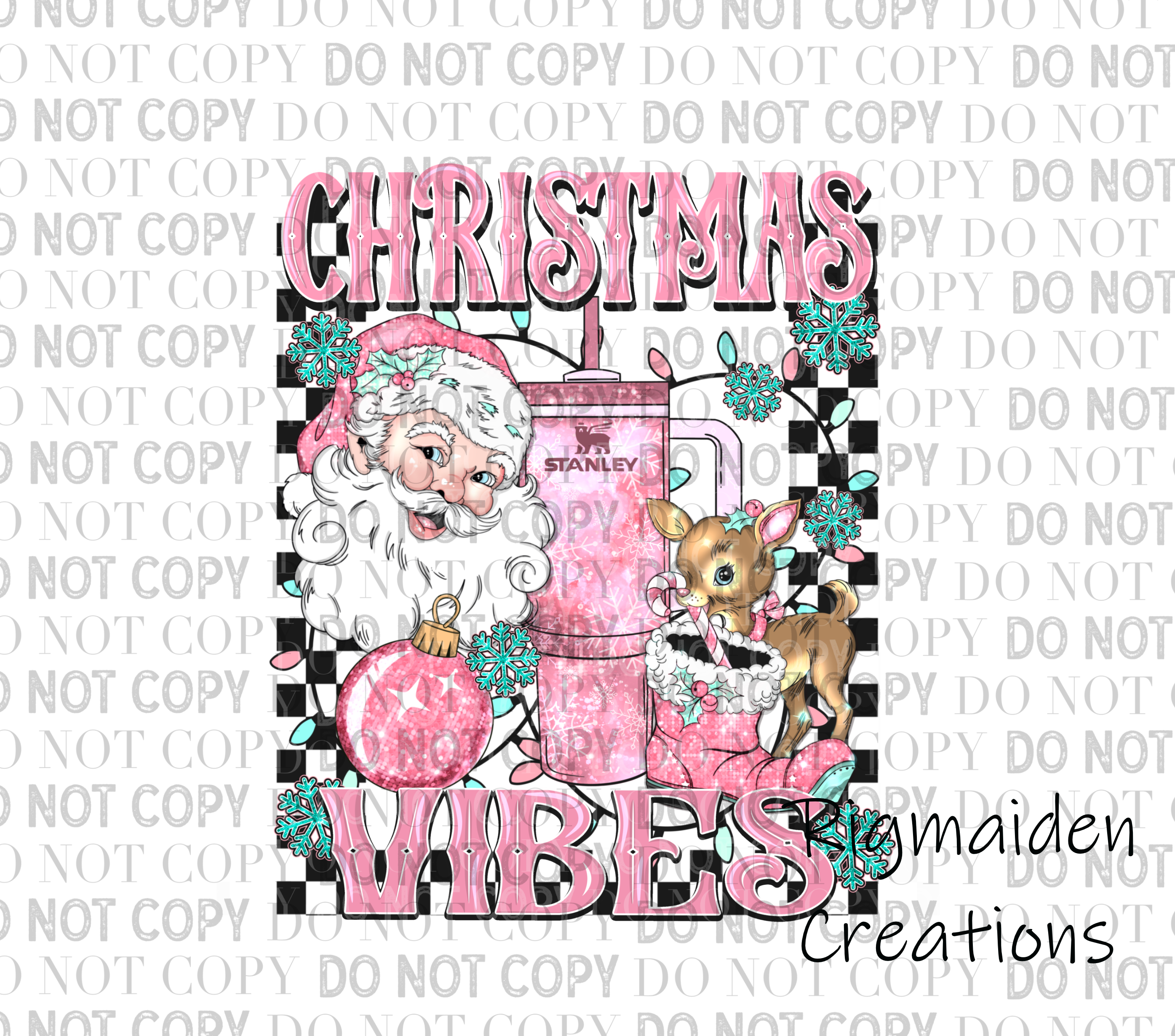 Christmas Vibes Pink 3.5" Clear Vinyl Decal