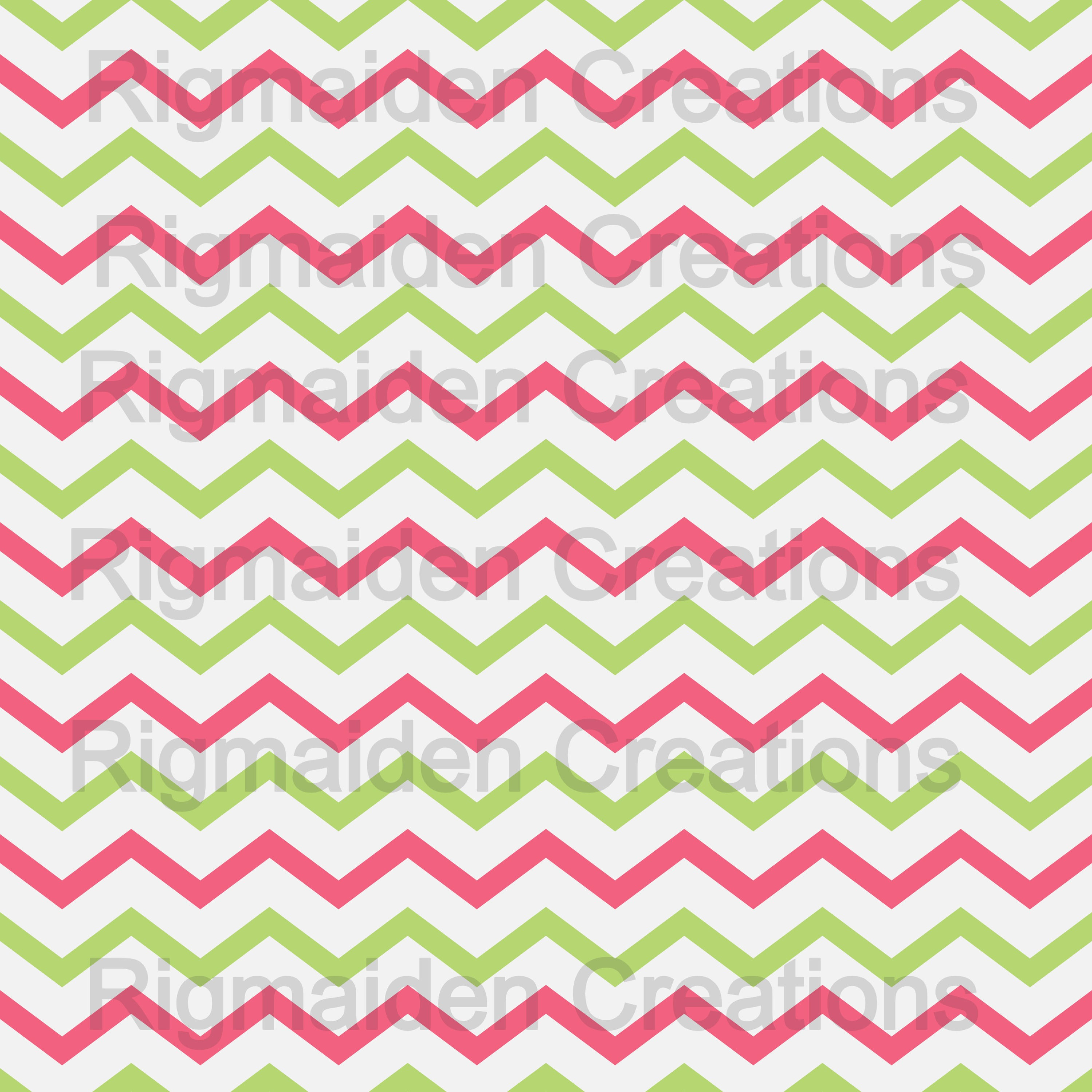 Pink Green Chevron Patterned Vinyl 12x12
