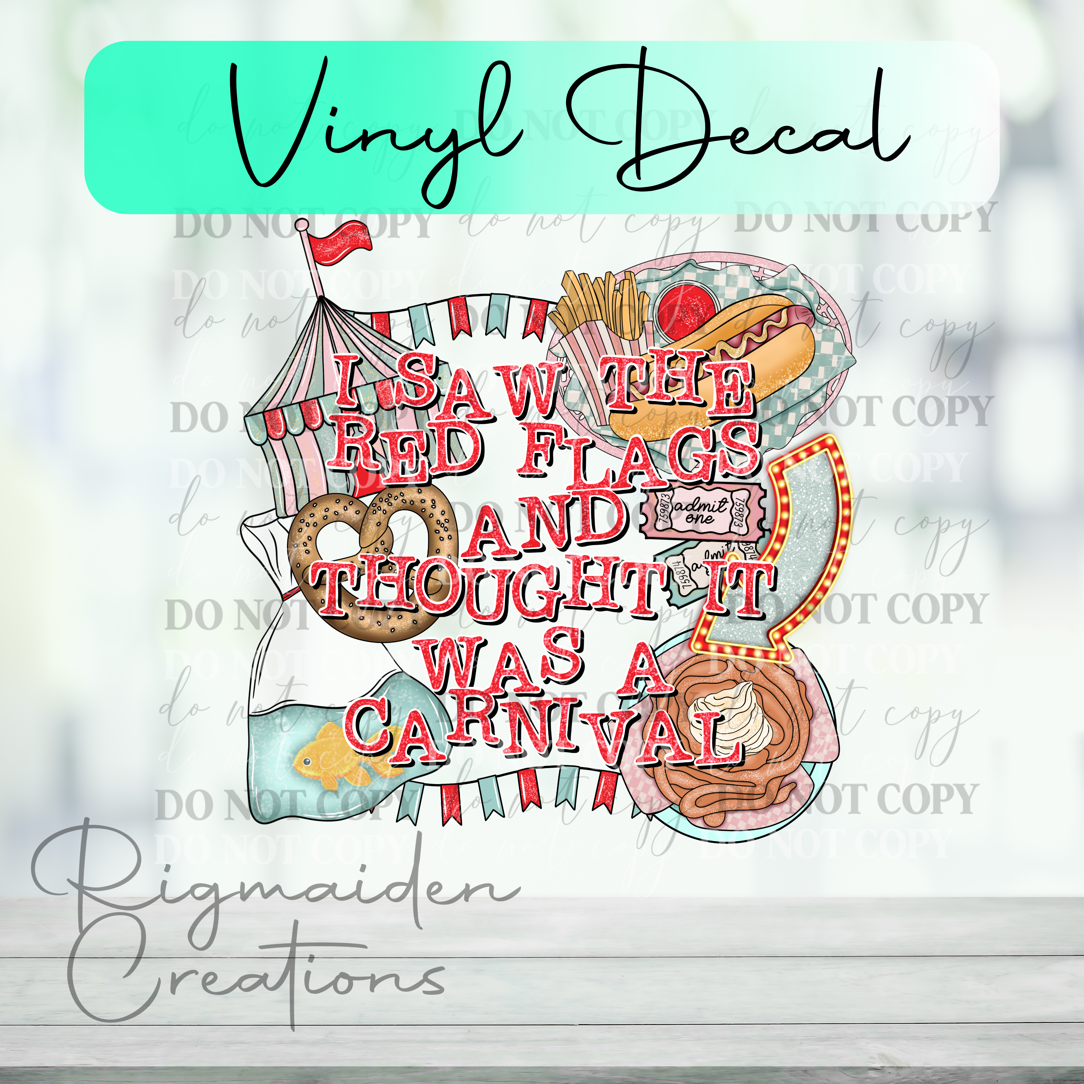 Red Flags Carnival Clear Vinyl Decal