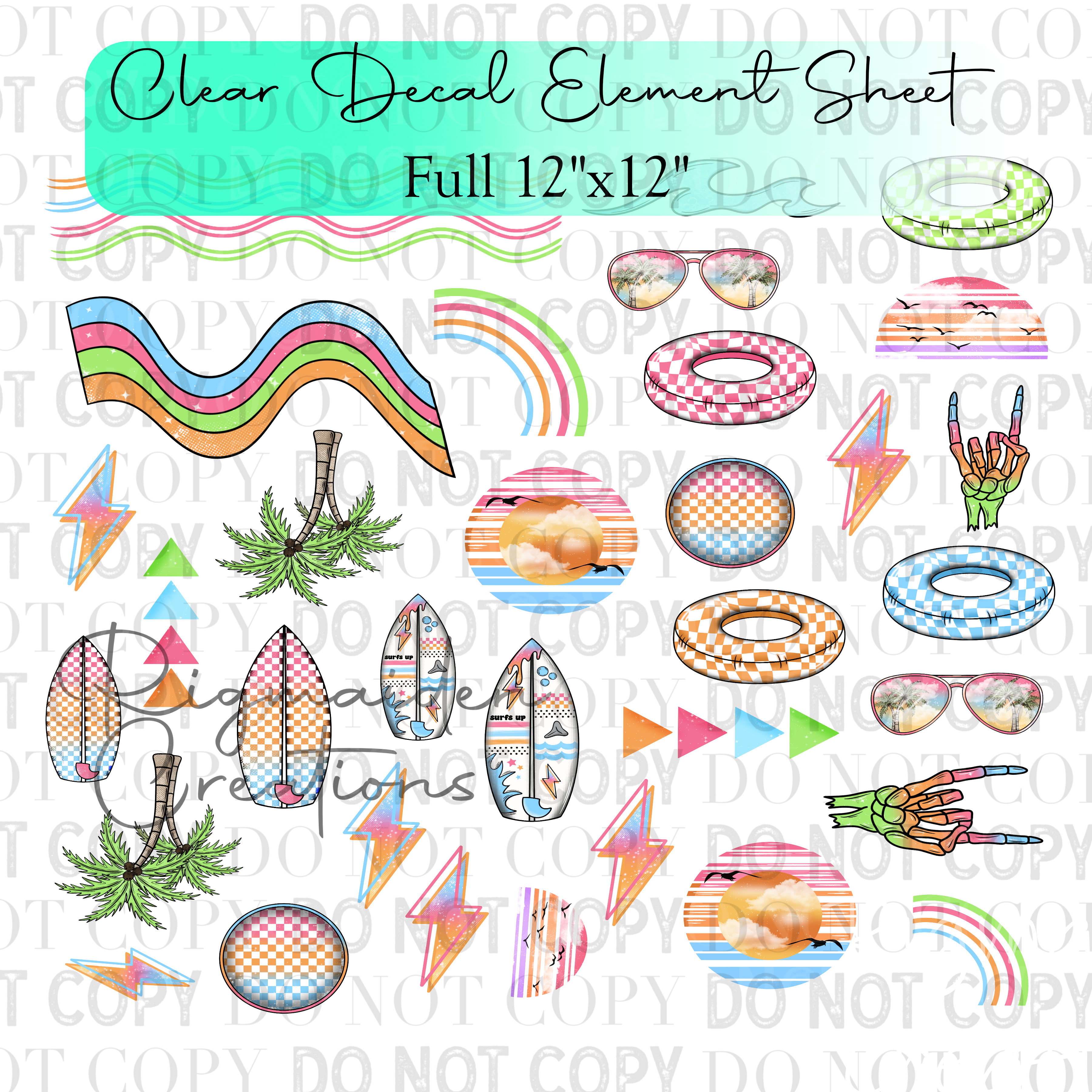 Neon Summer Full Element Sheet 12x12