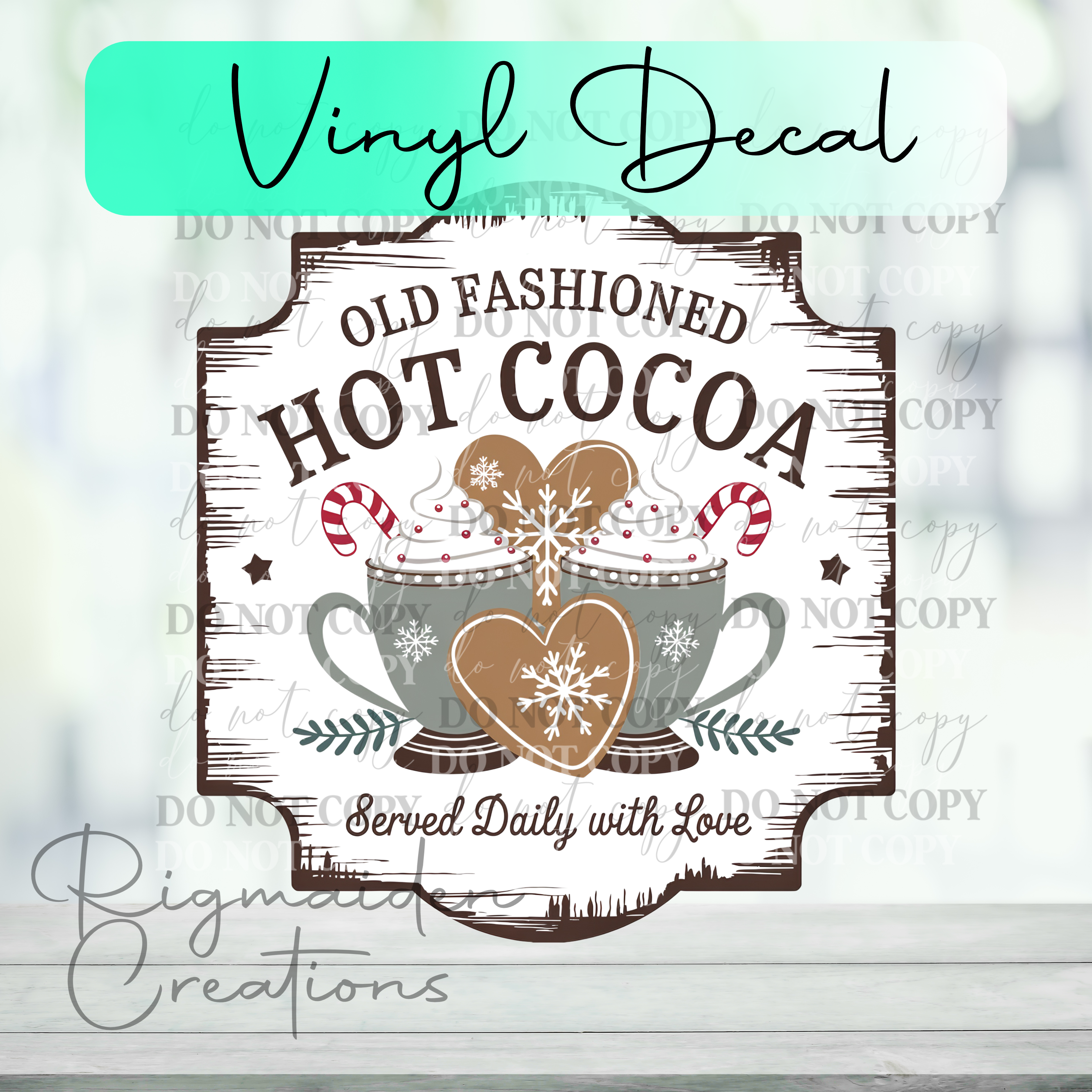 Old Fashioned Hot Cocoa Christmas Label Vinyl Decal