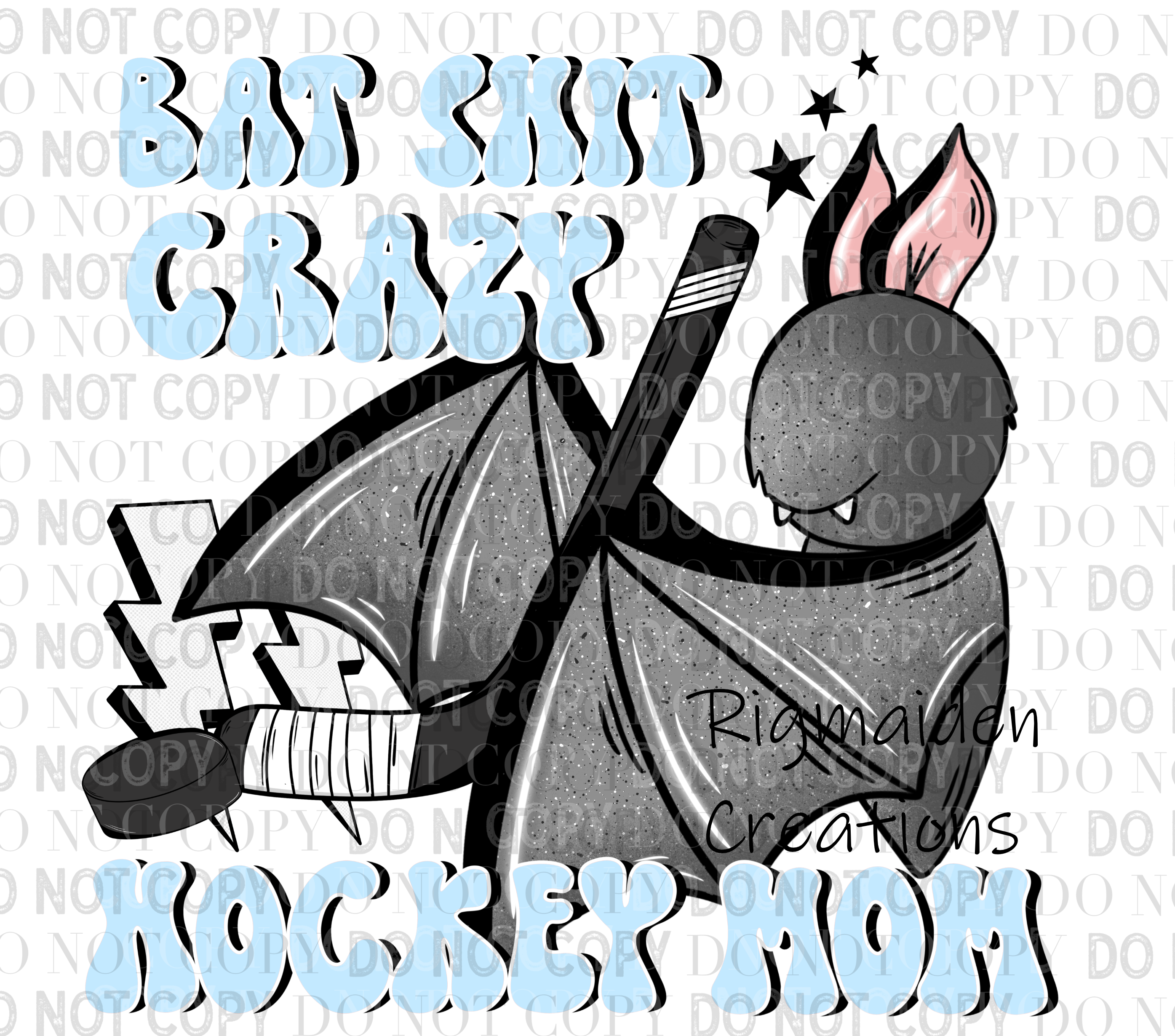 Bat Hockey Mom 3.5" Clear Vinyl Decal