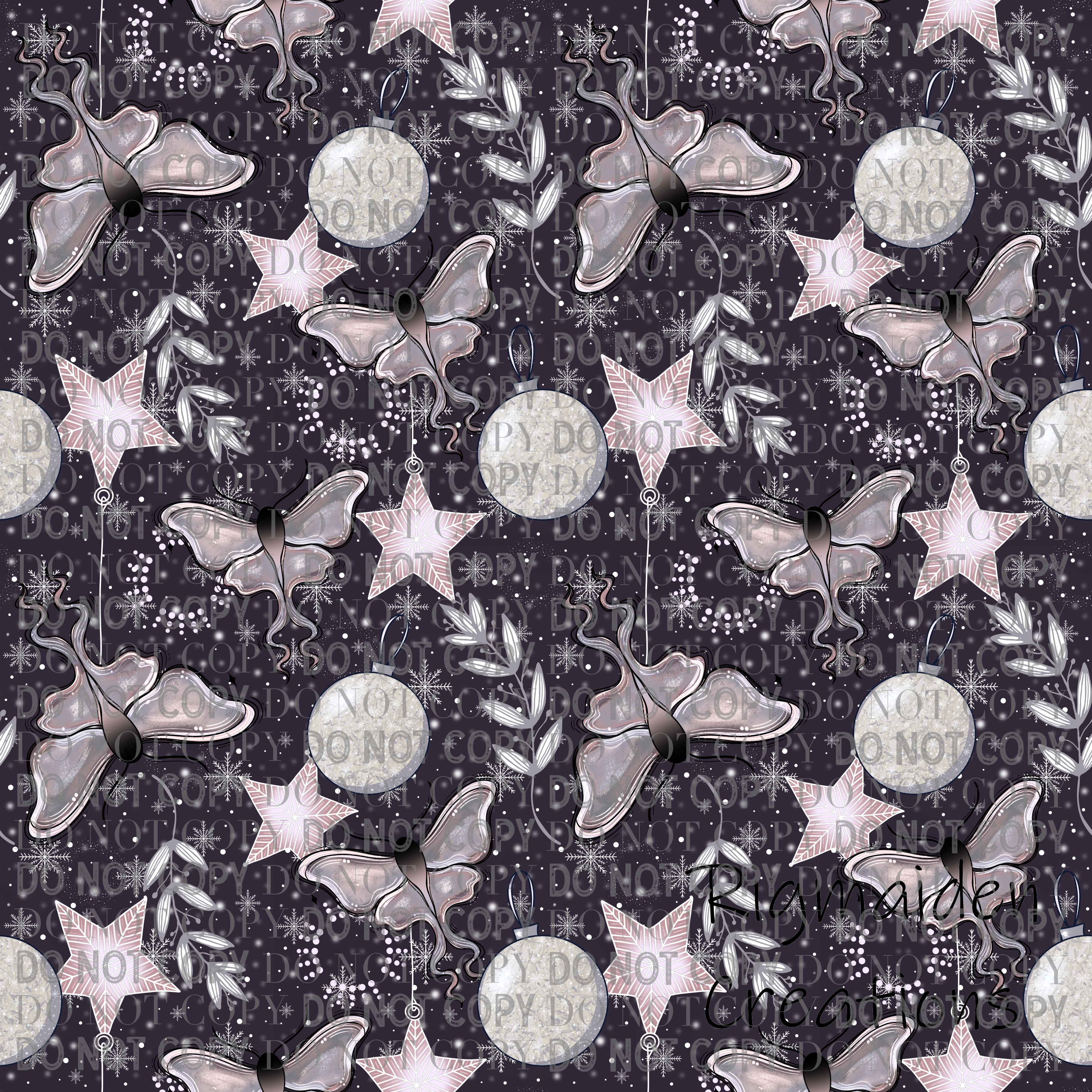 Purple Moths with Ornaments Patterned Vinyl 12x12