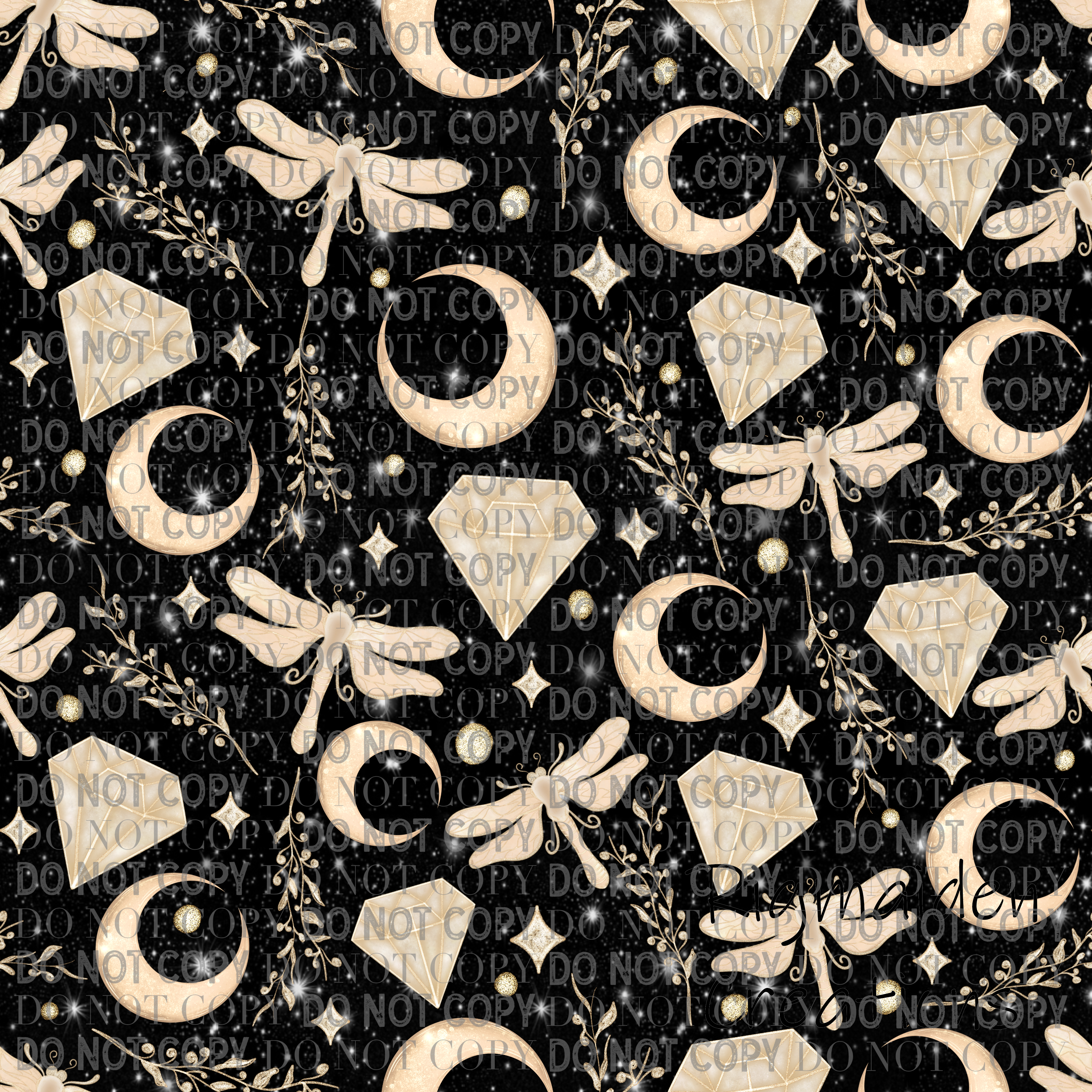 Dragonflies and Crystals Patterned Vinyl 12x12