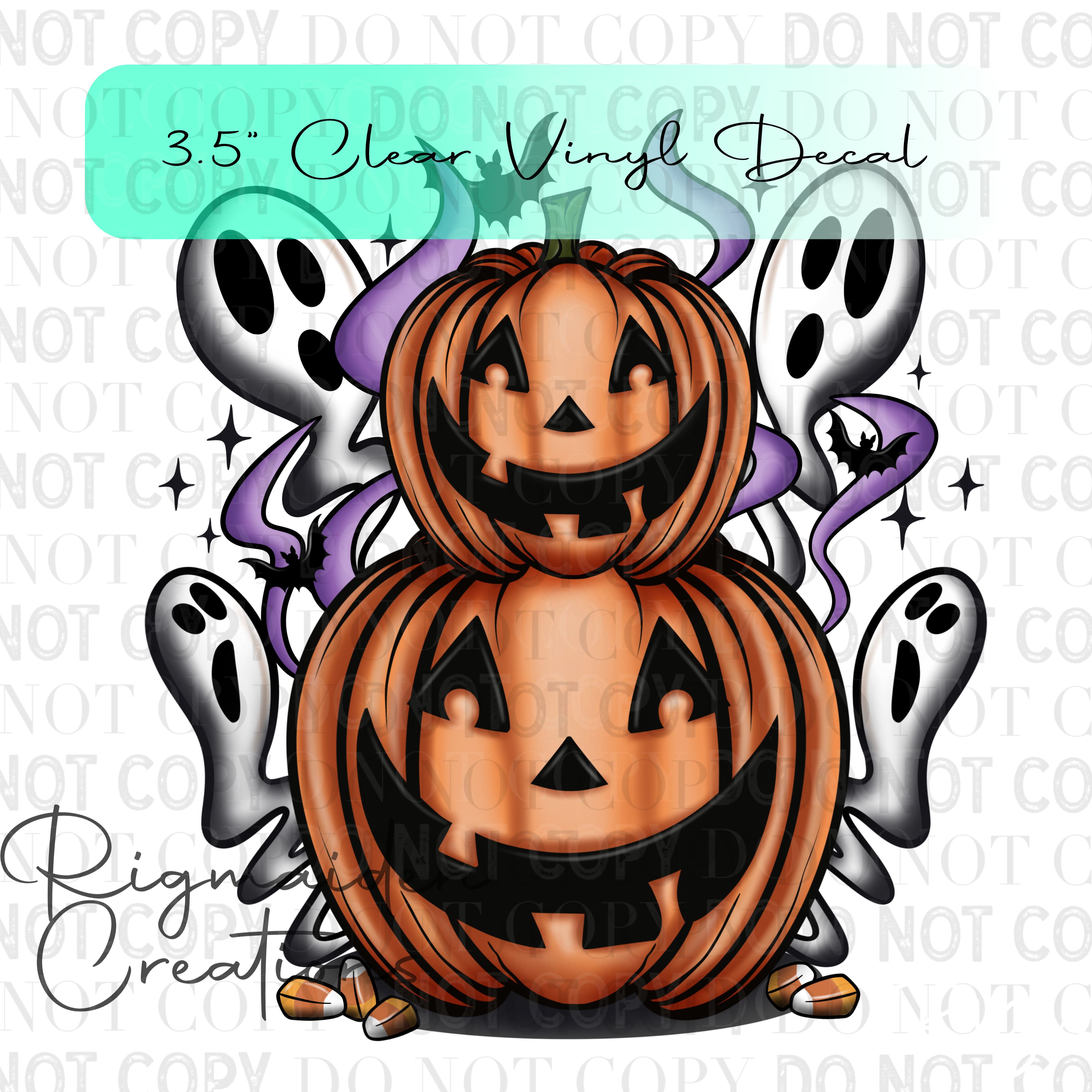Ghosty Pumpkins 3.5" Clear Vinyl Decal