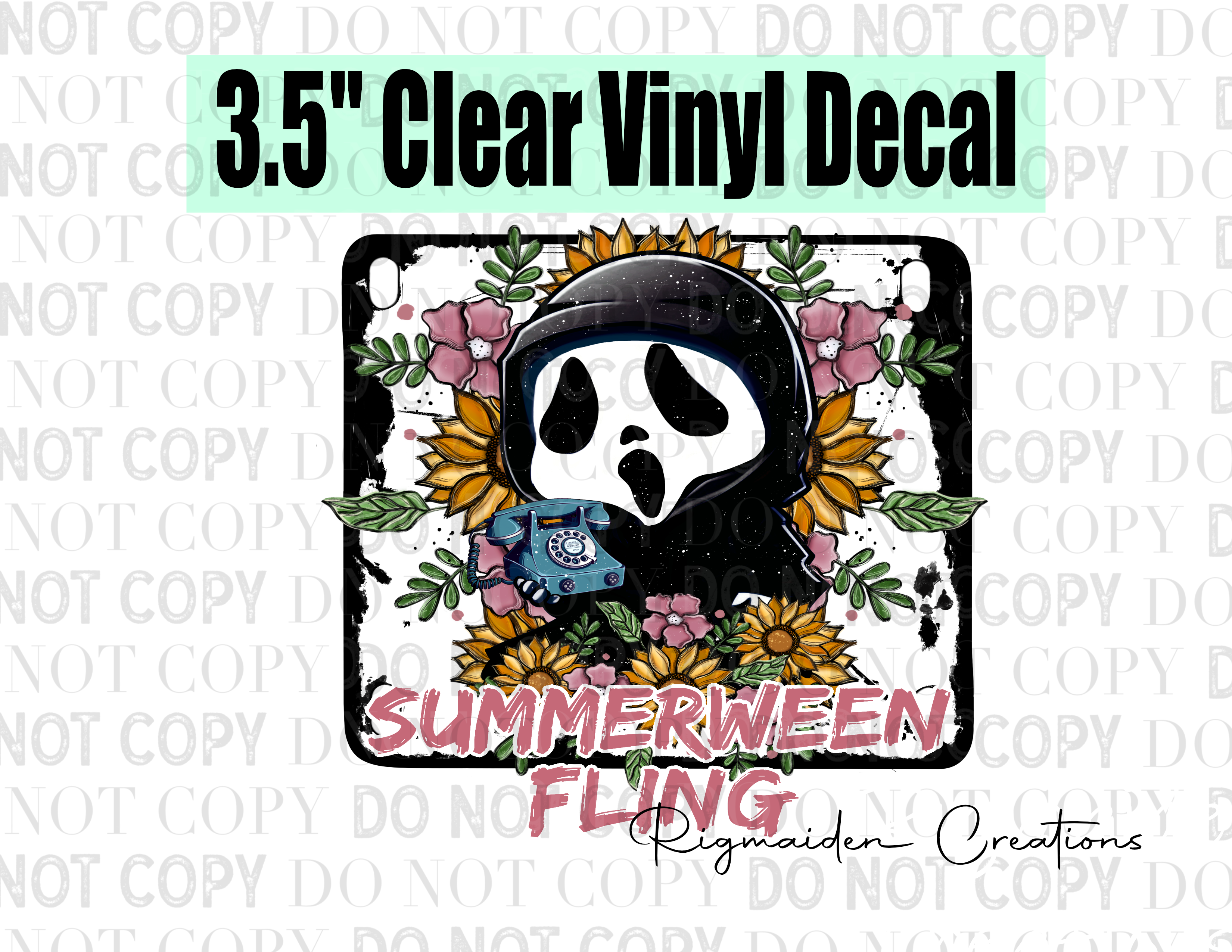 Ghostface Summerween Fling 3.5" Clear Vinyl Decal