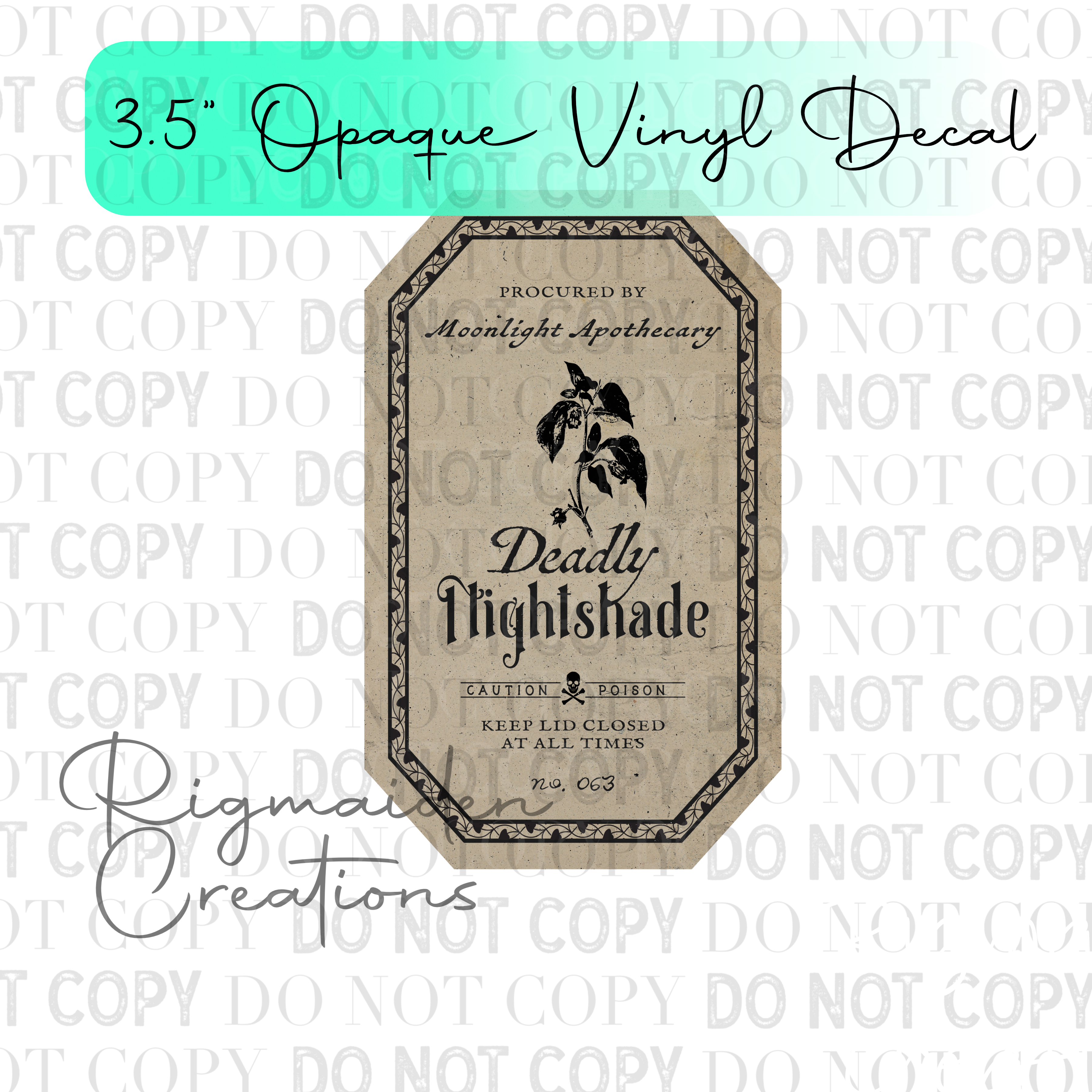 Deadly Nightshade Potion Label Vinyl Decal