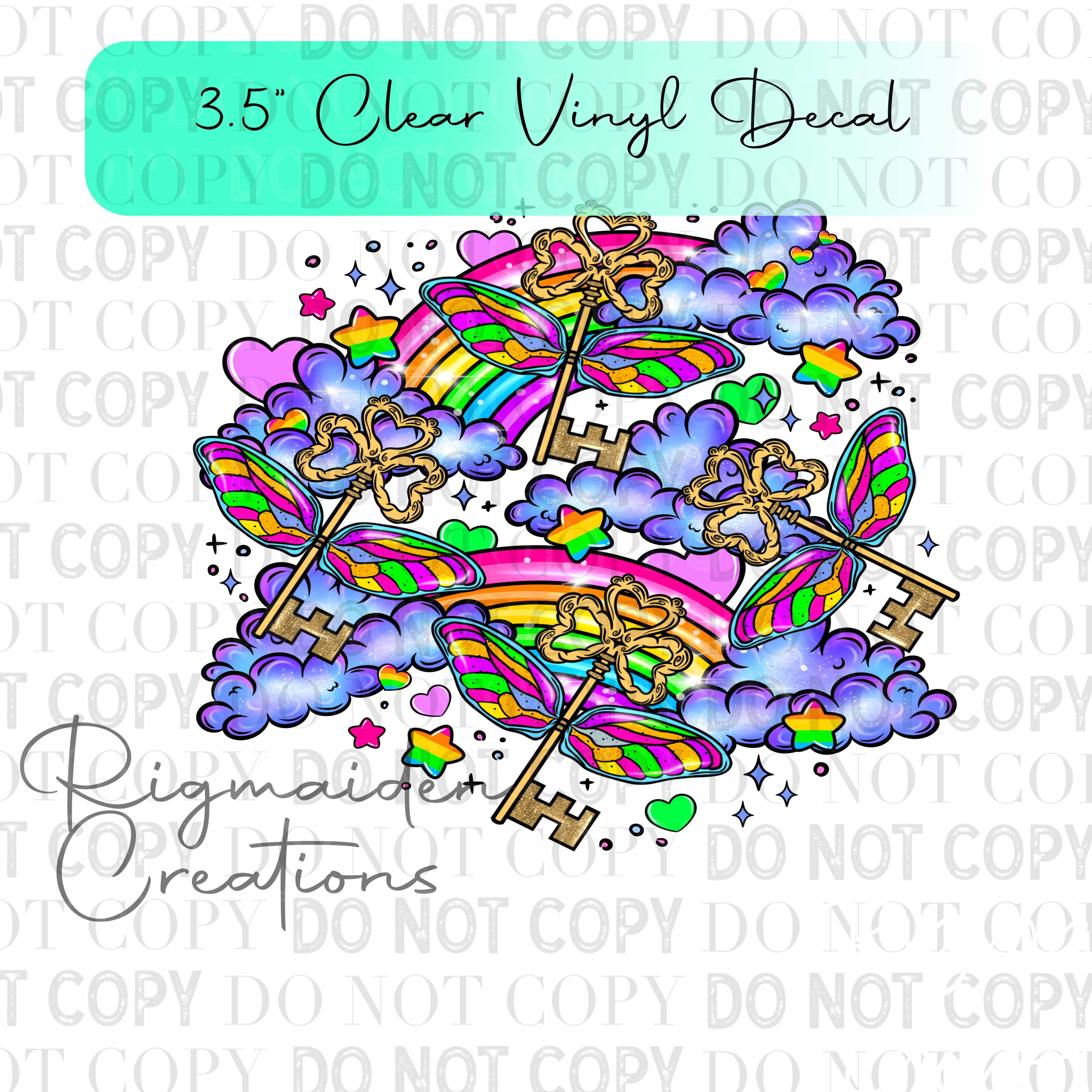 Rainbow Magic Key Collection 3.5" Clear Vinyl Decal