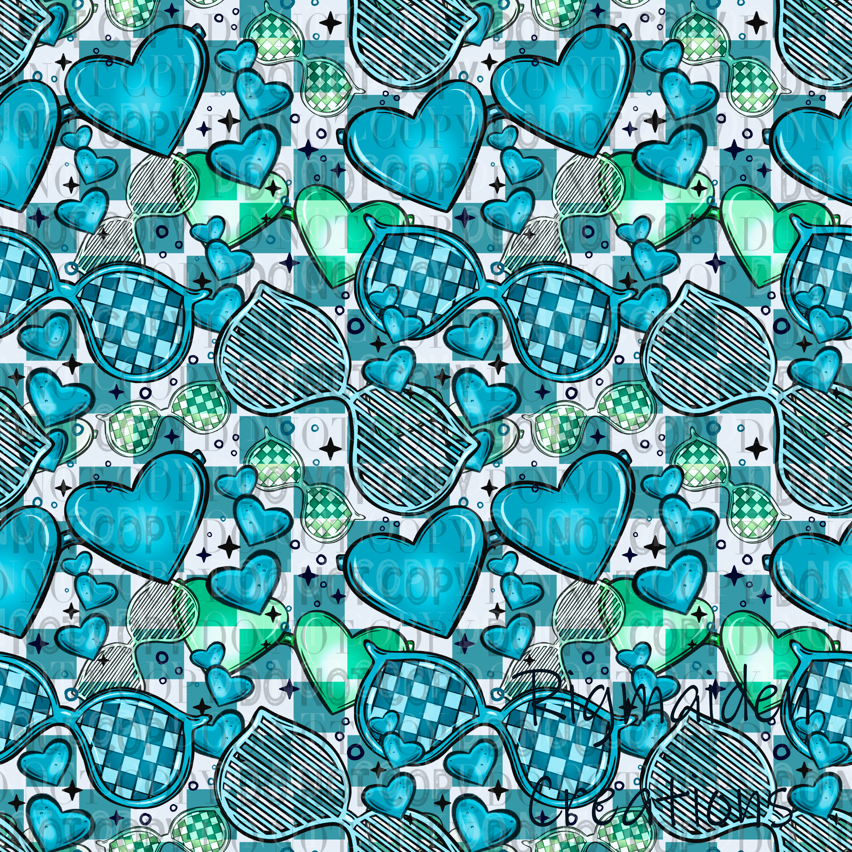 Blue V Day Glasses Patterned Vinyl 12x12