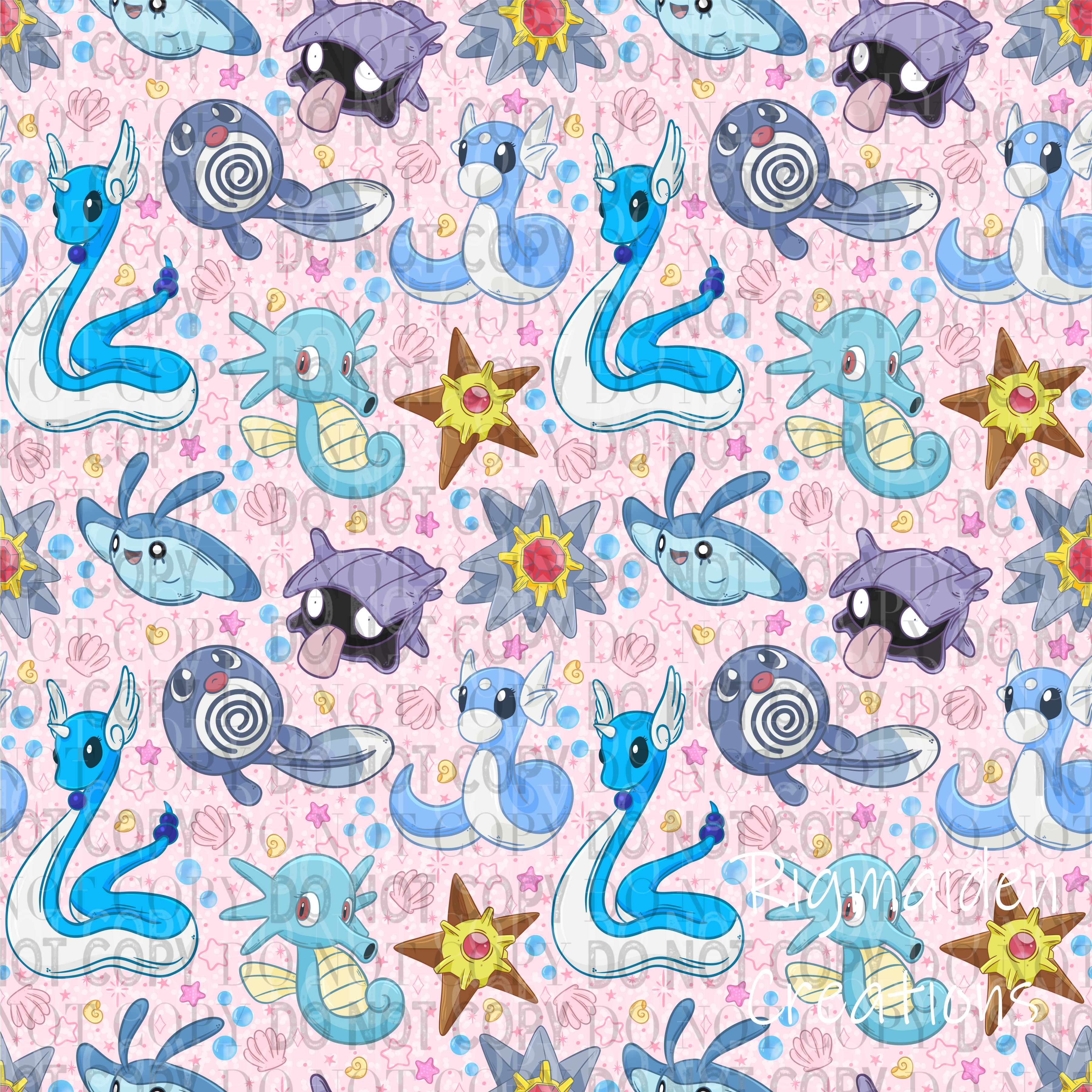 Pink Water Pokemon Patterned Vinyl 12x12