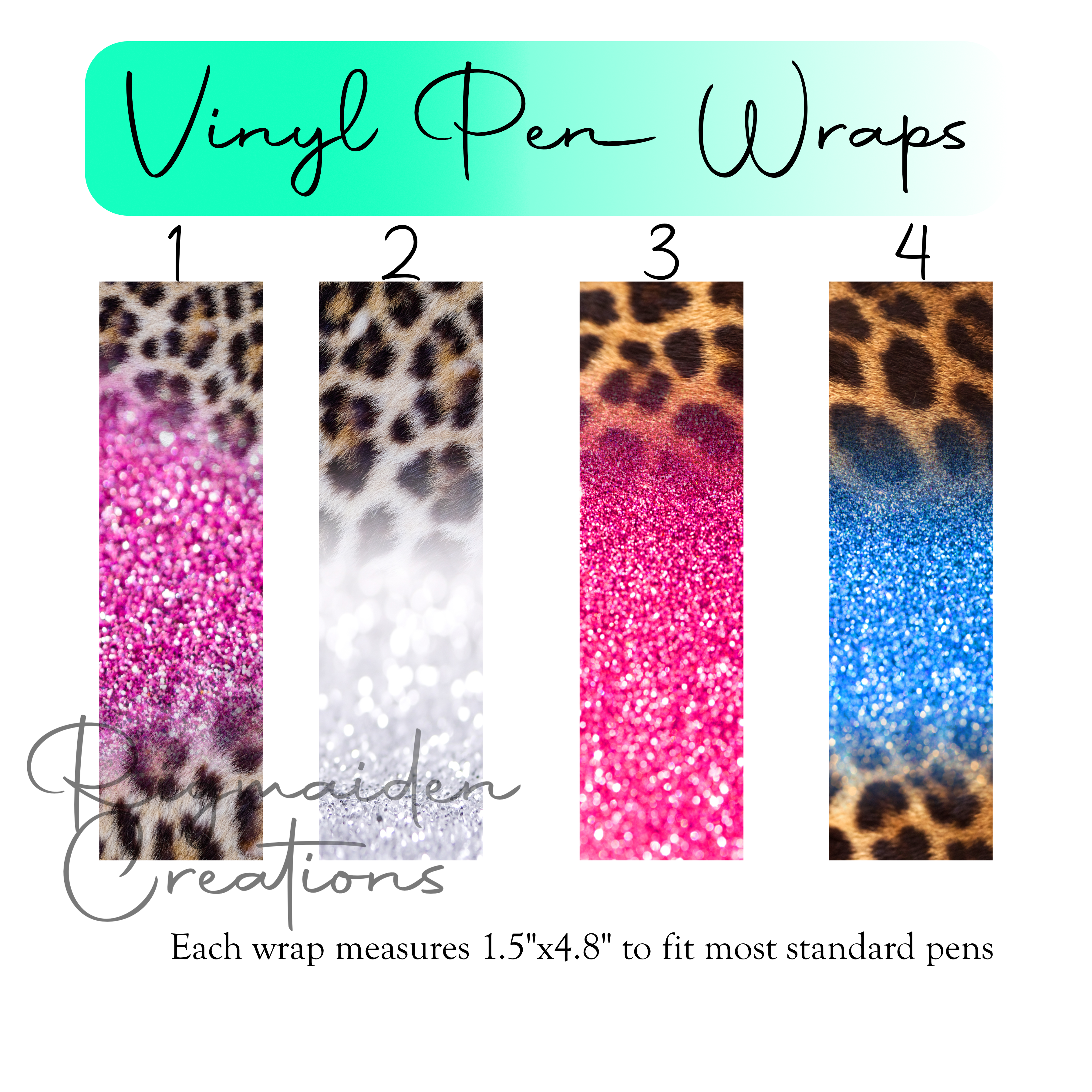 Faux Glitter Animal Print Vinyl Pen Wrap