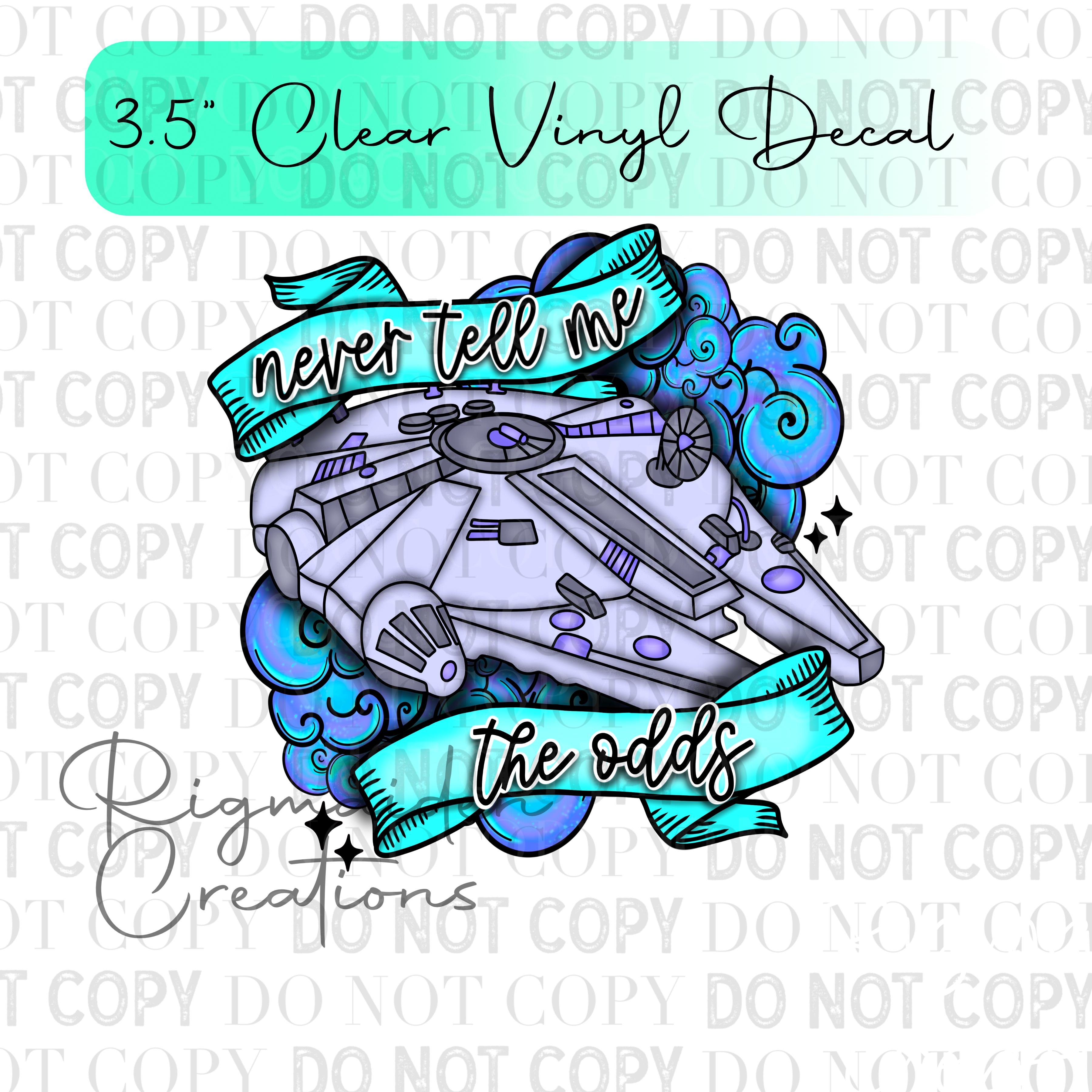 Never Tell me the odds Falcon 3.5" Clear Vinyl Decal